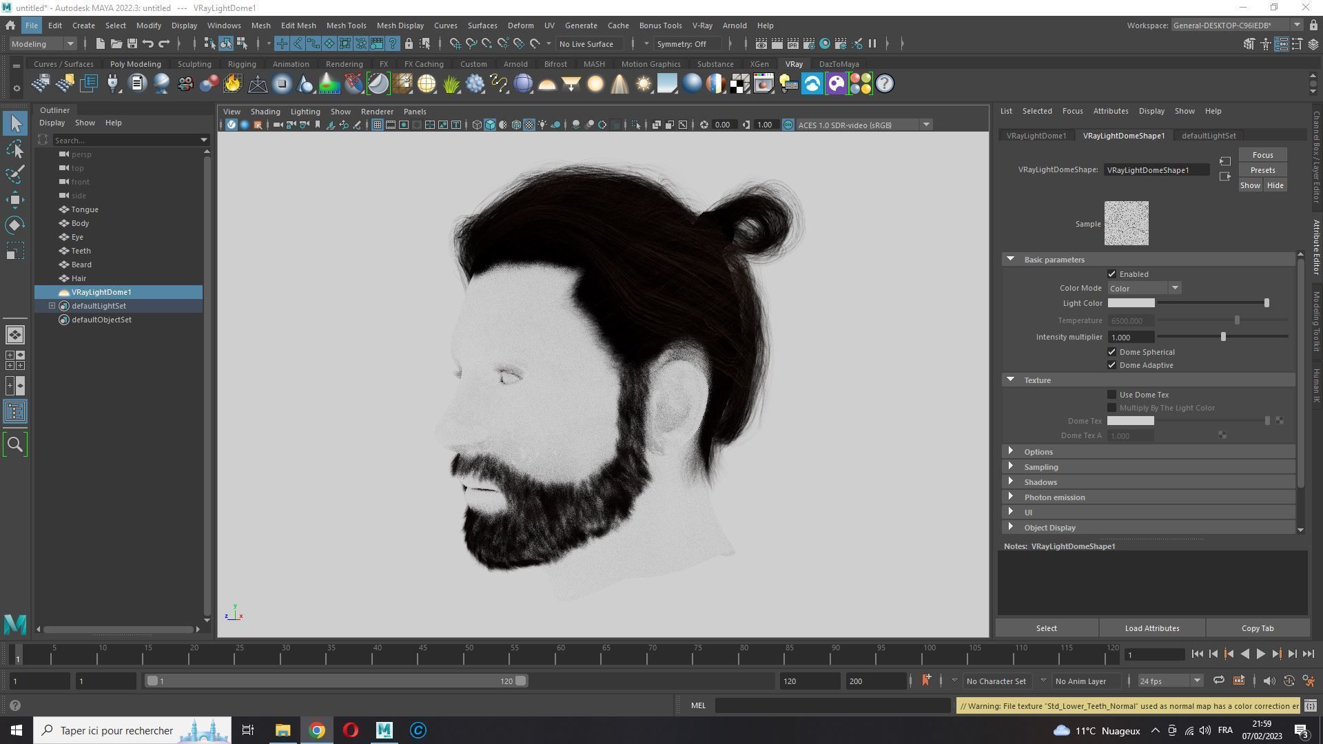 Realistic Hair Beard brows mustache low poly  Low-poly 3D model_17