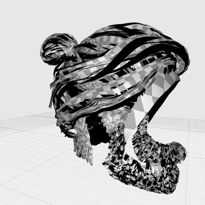 Realistic Hair Beard brows mustache low poly  Low-poly 3D model_24