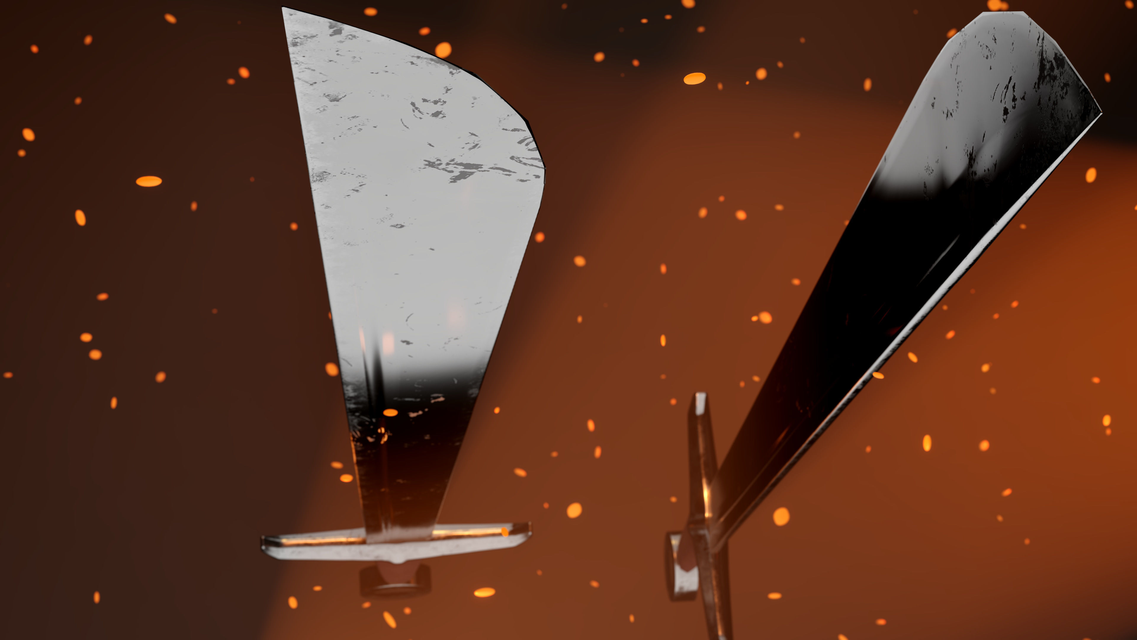 Medieval falchion sword Low-poly 3D model_3