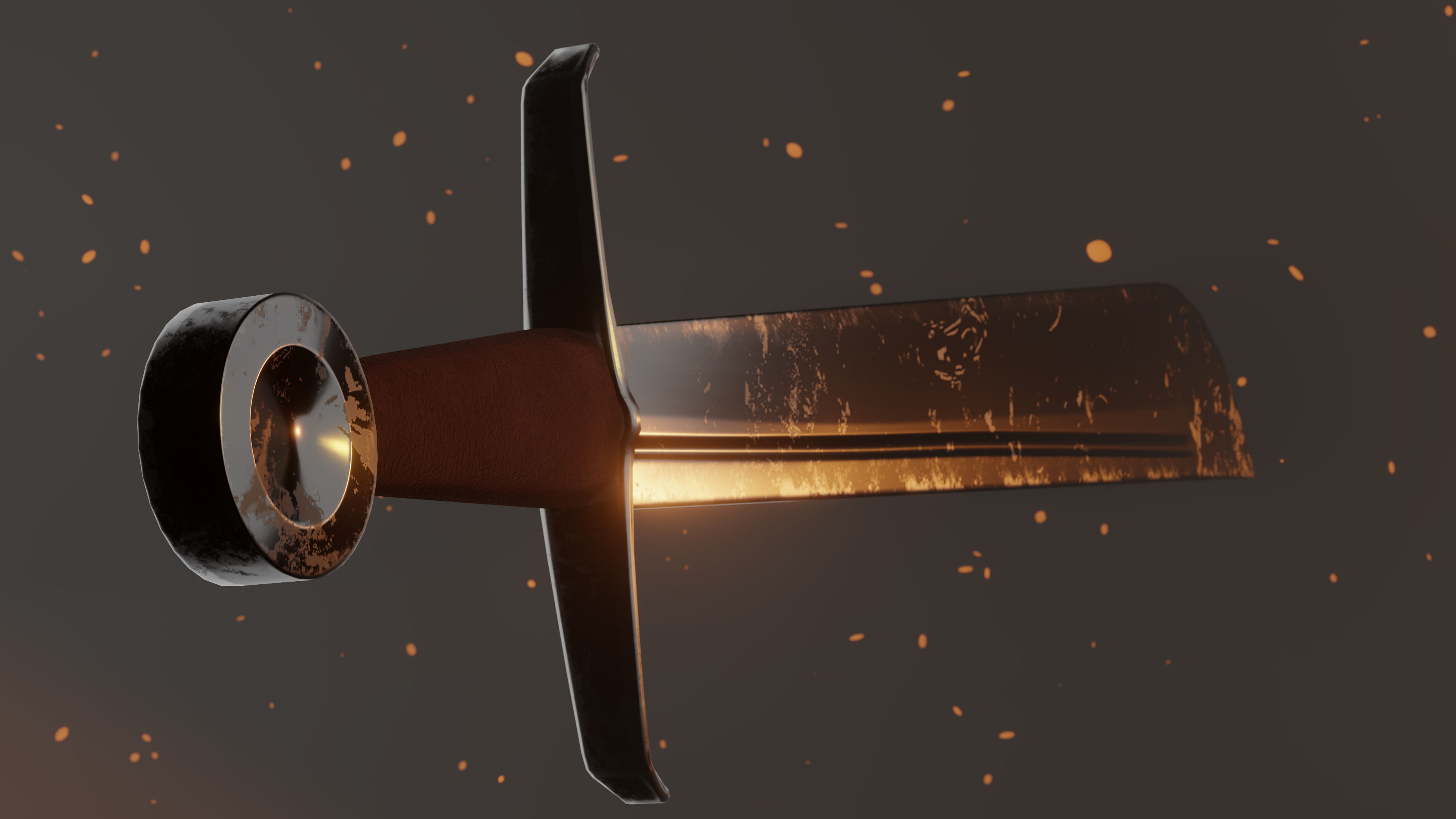 Medieval falchion sword Low-poly 3D model_2