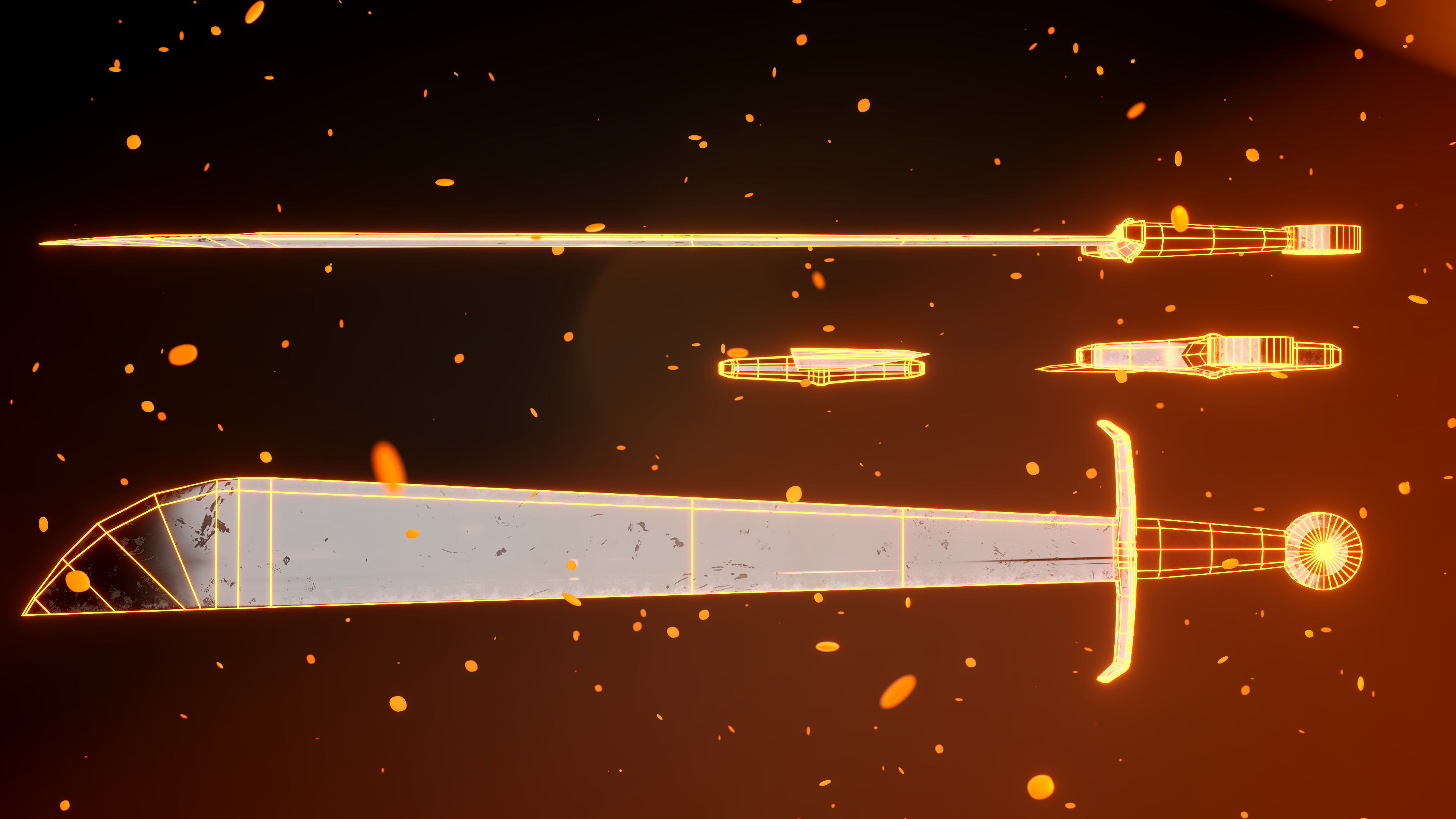 Medieval falchion sword Low-poly 3D model_4