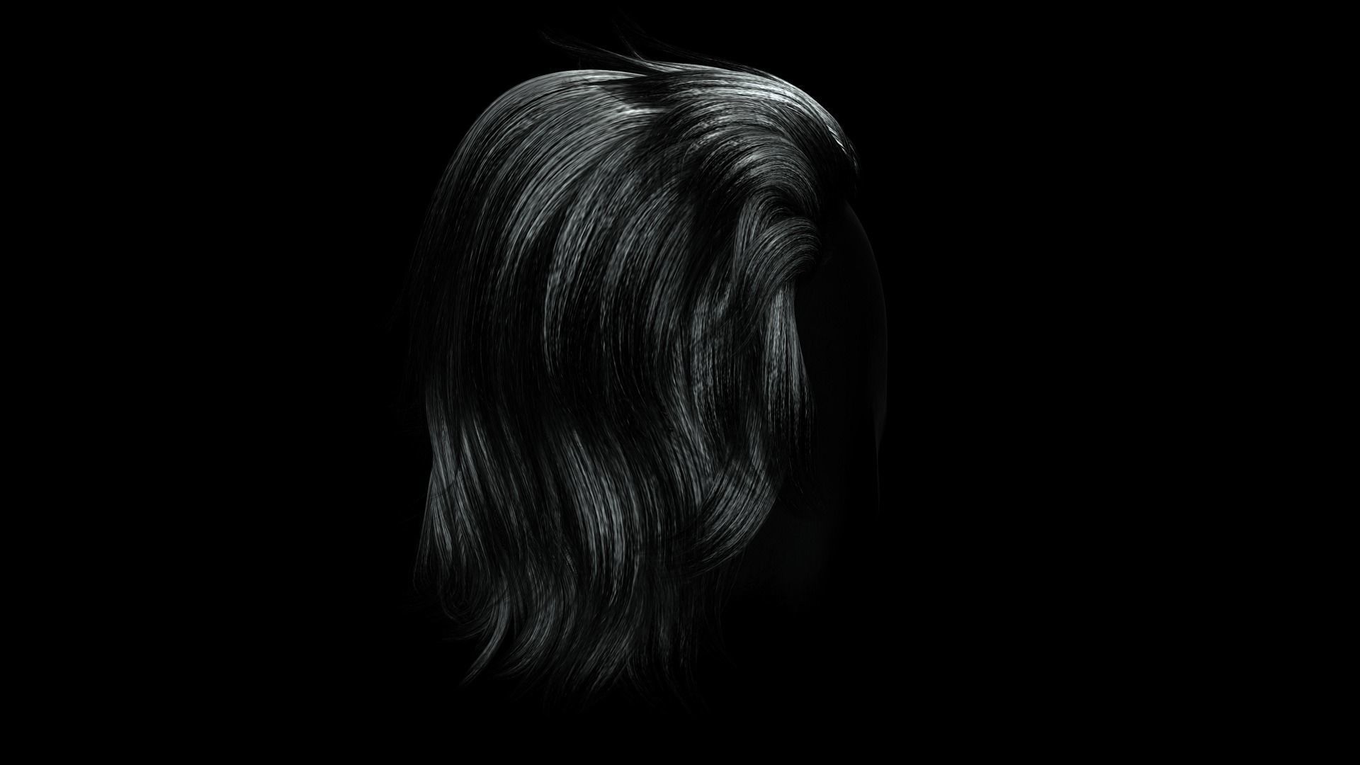 Realistic Hair cyberpunk  Low-poly 3D model_11