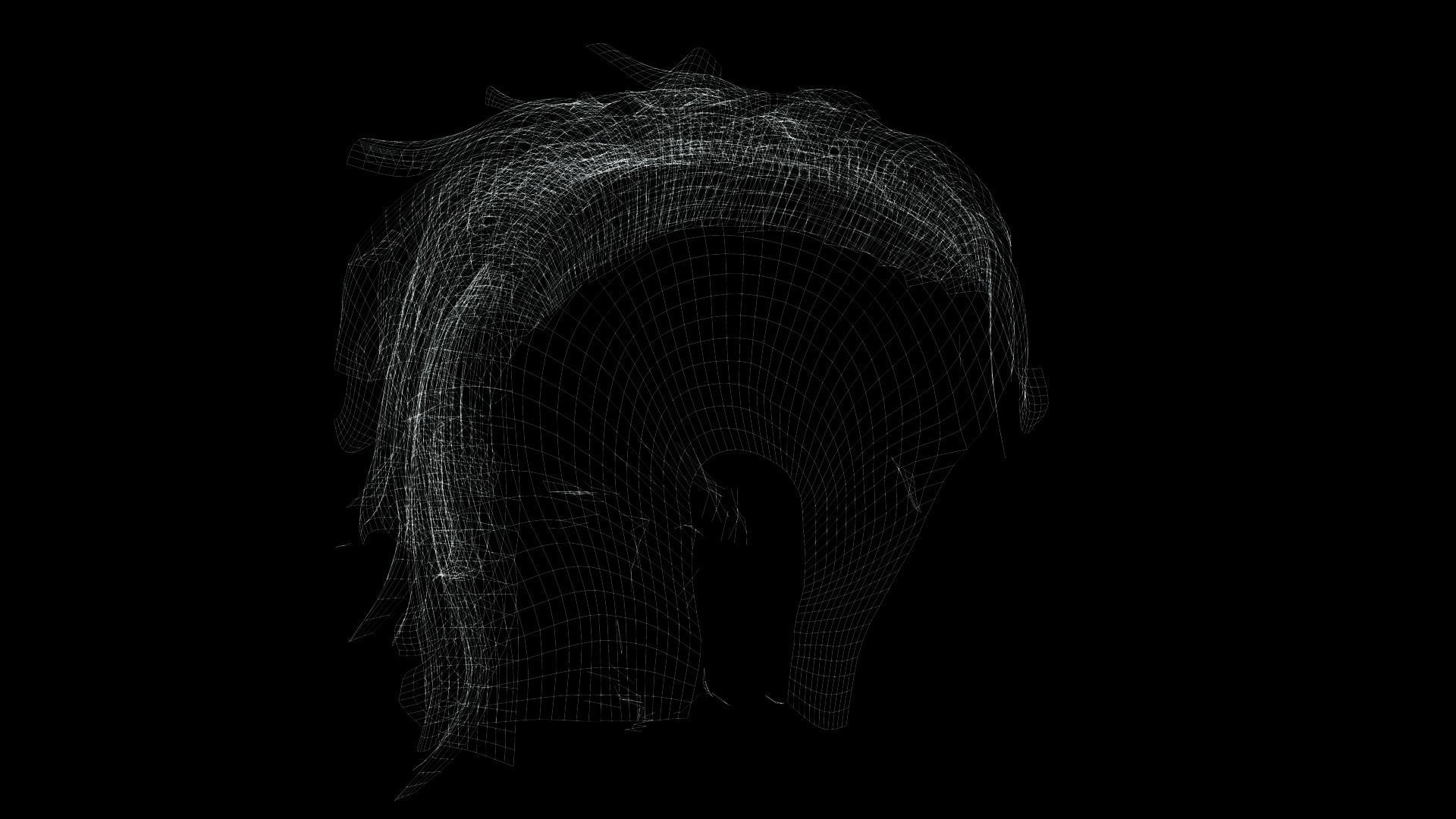 Realistic Hair cyberpunk  Low-poly 3D model_8