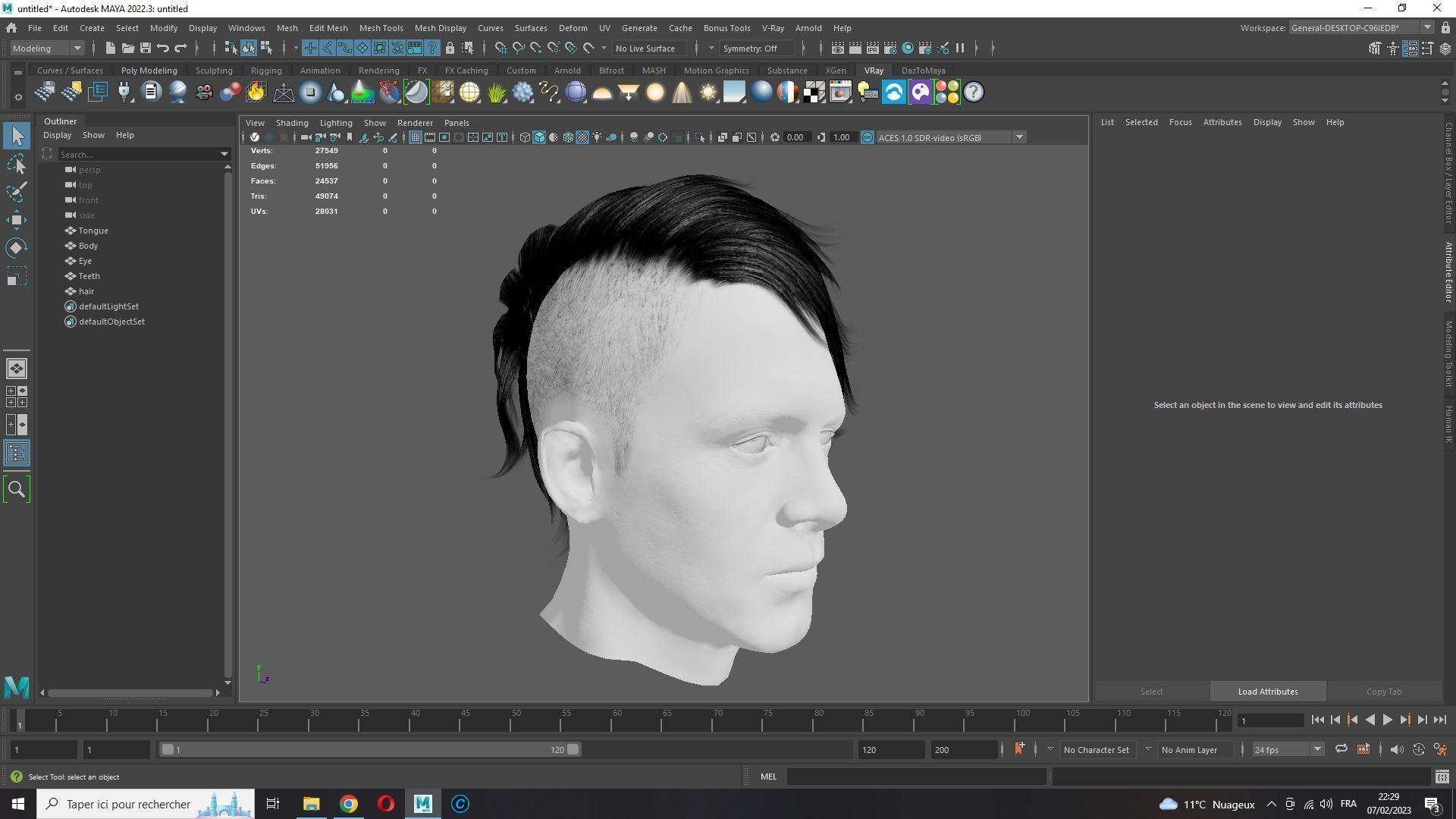 Realistic Hair cyberpunk  Low-poly 3D model_15