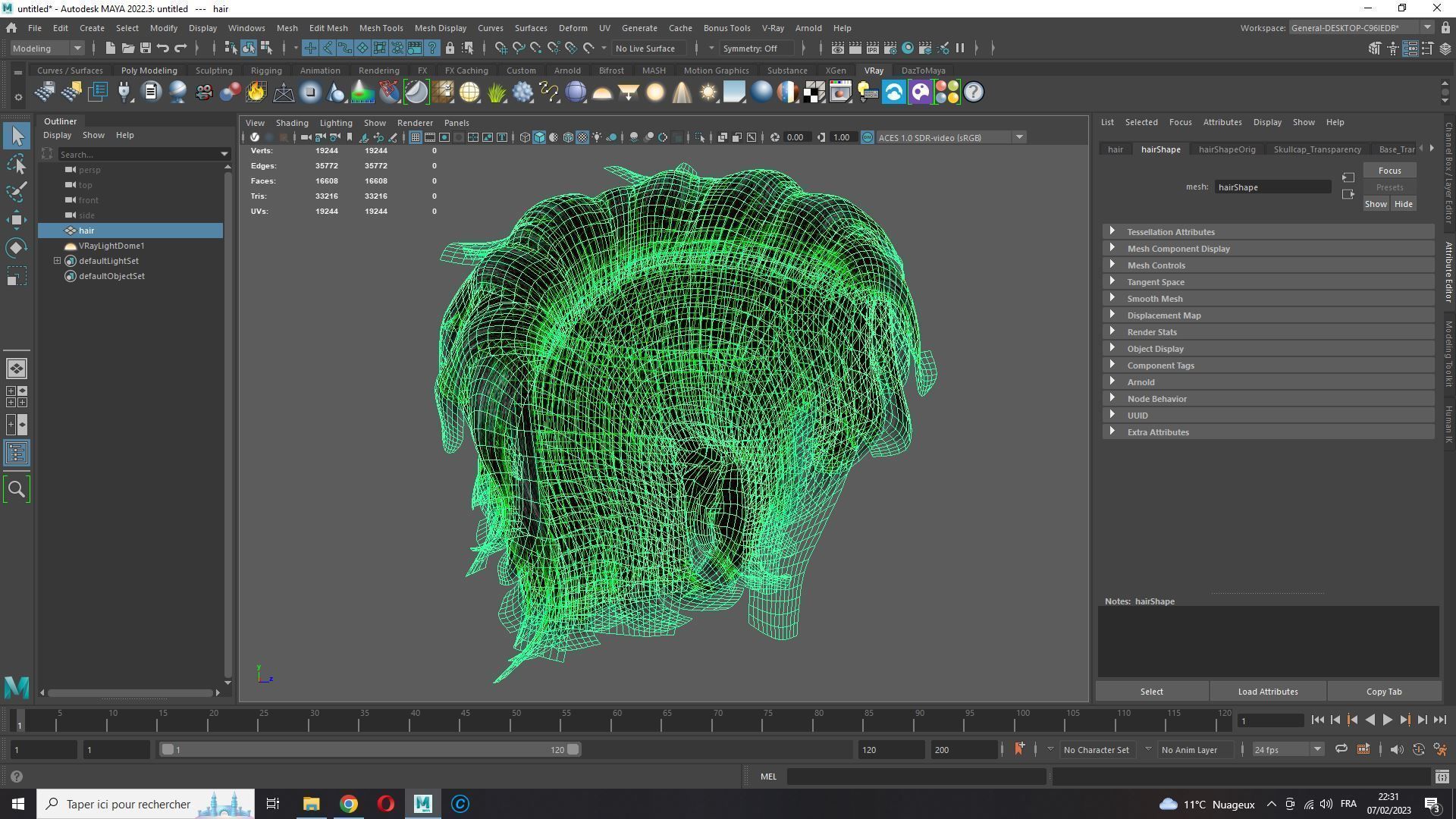 Realistic Hair cyberpunk  Low-poly 3D model_17