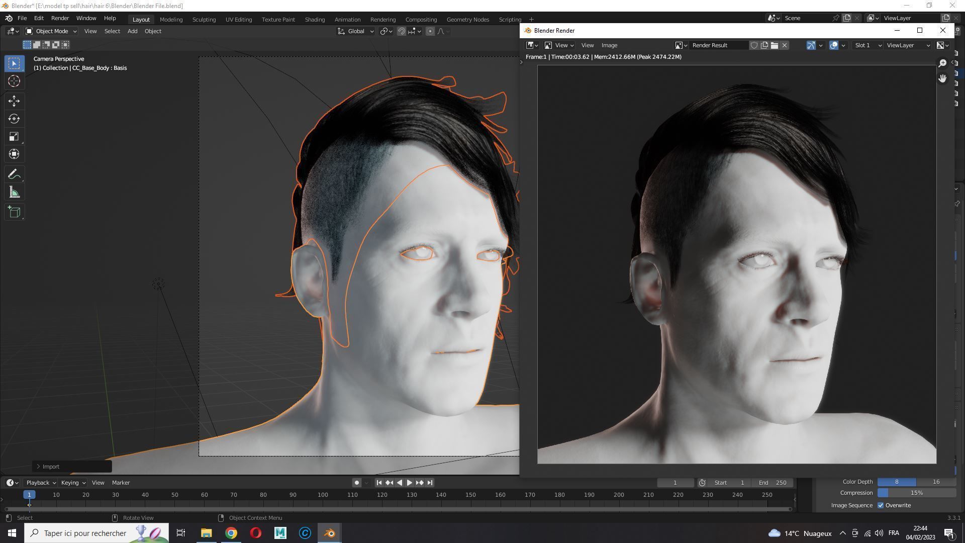 Realistic Hair cyberpunk  Low-poly 3D model_12