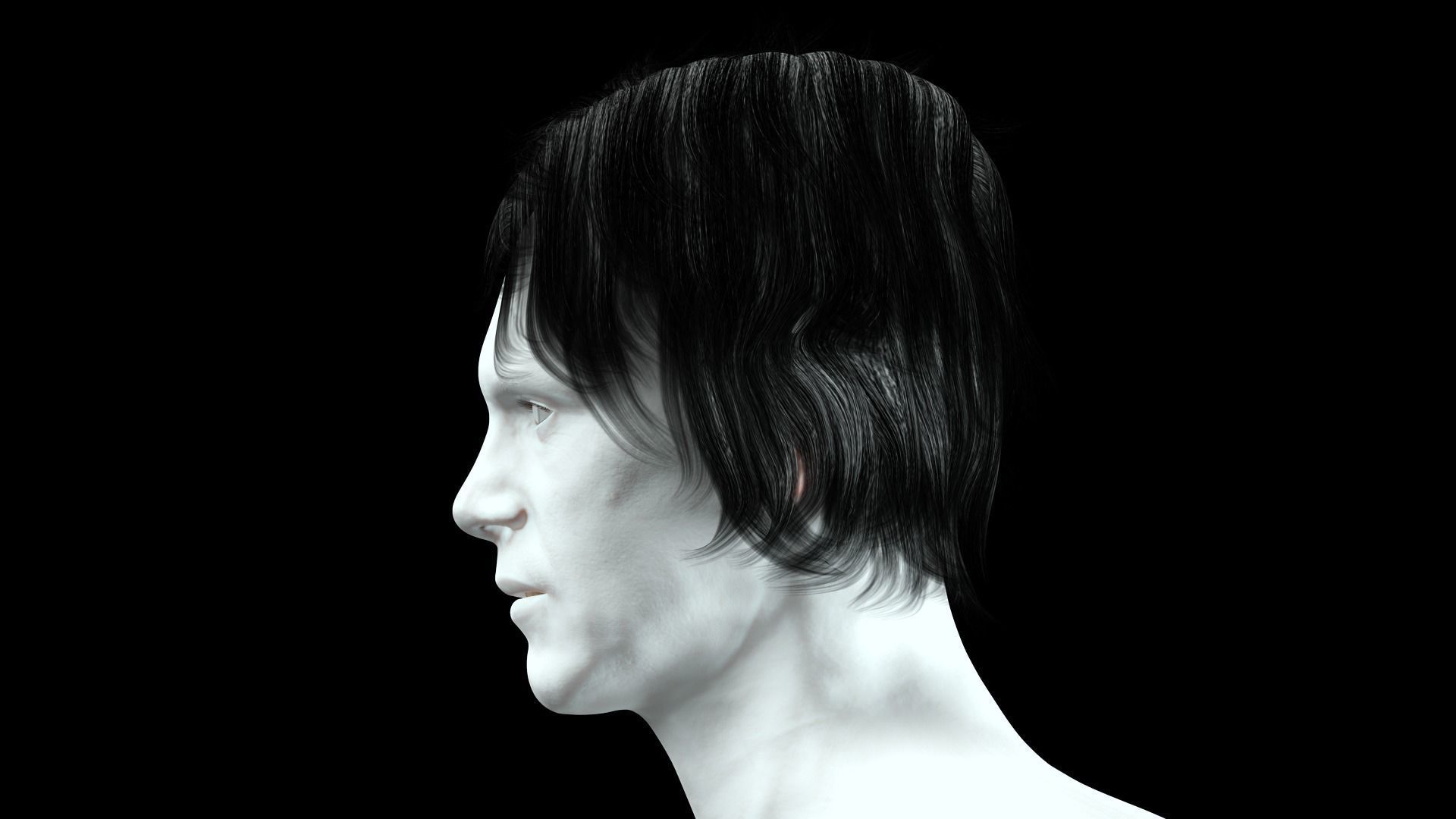 Realistic Hair cyberpunk  Low-poly 3D model_3