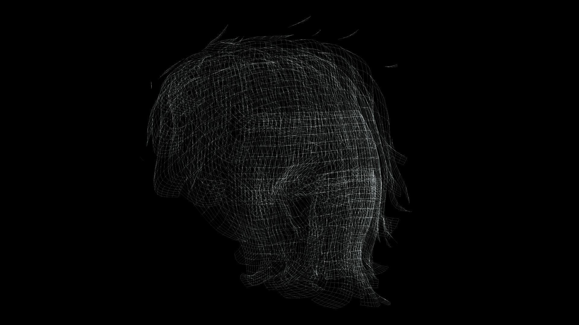 Realistic Hair cyberpunk  Low-poly 3D model_6