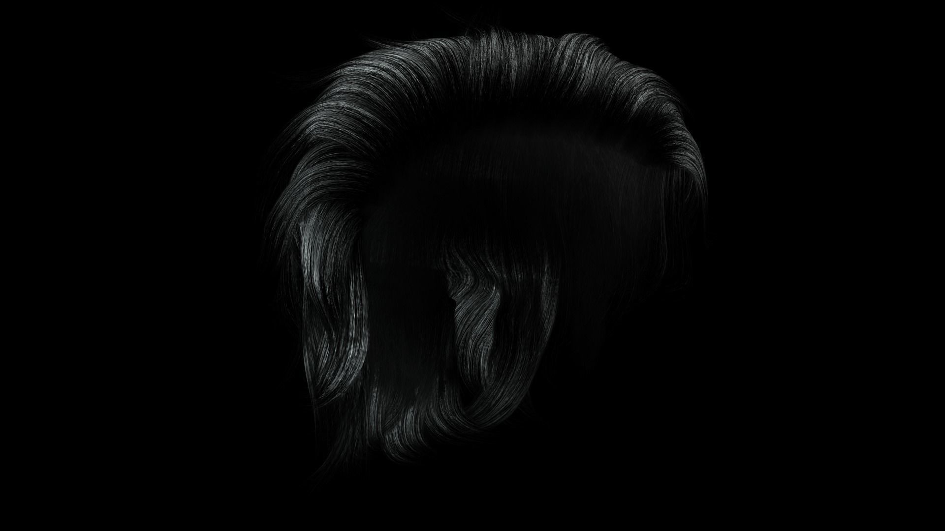 Realistic Hair cyberpunk  Low-poly 3D model_10