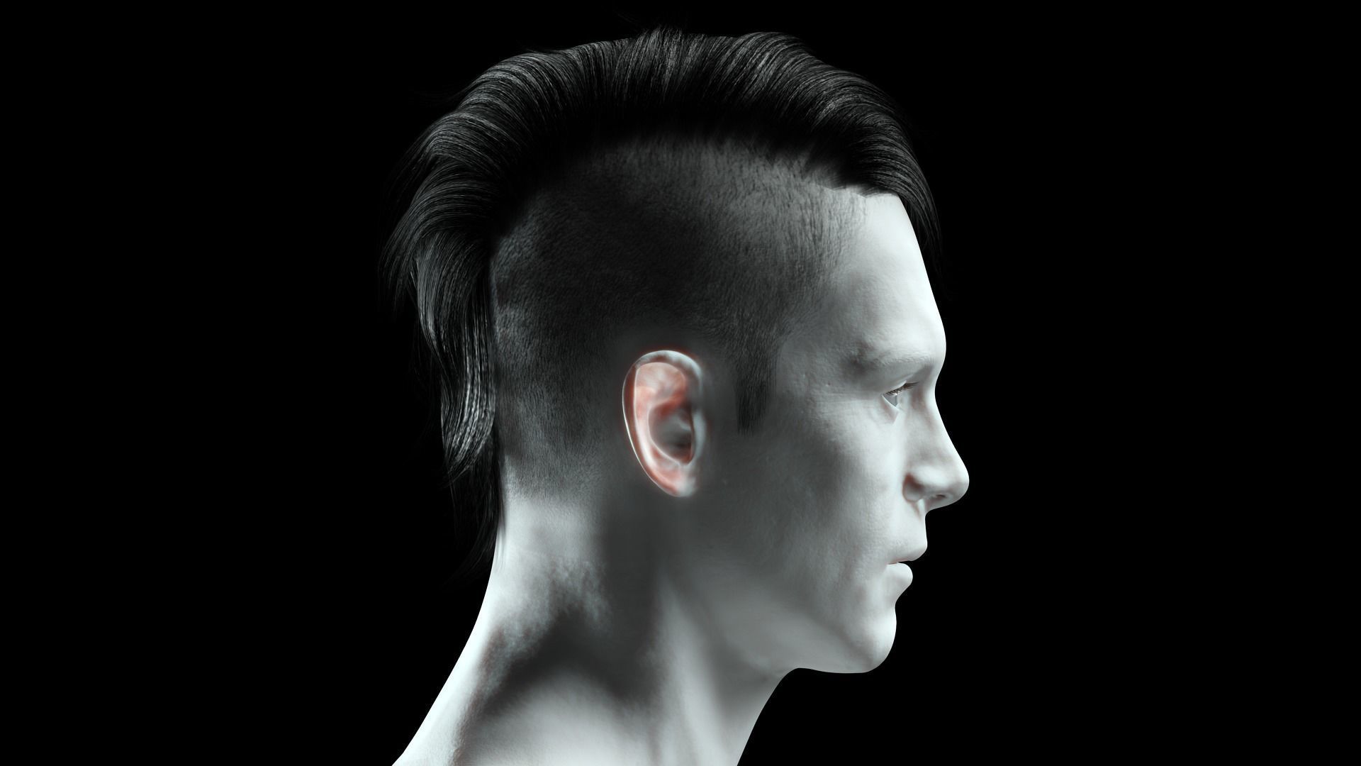 Realistic Hair cyberpunk  Low-poly 3D model_5