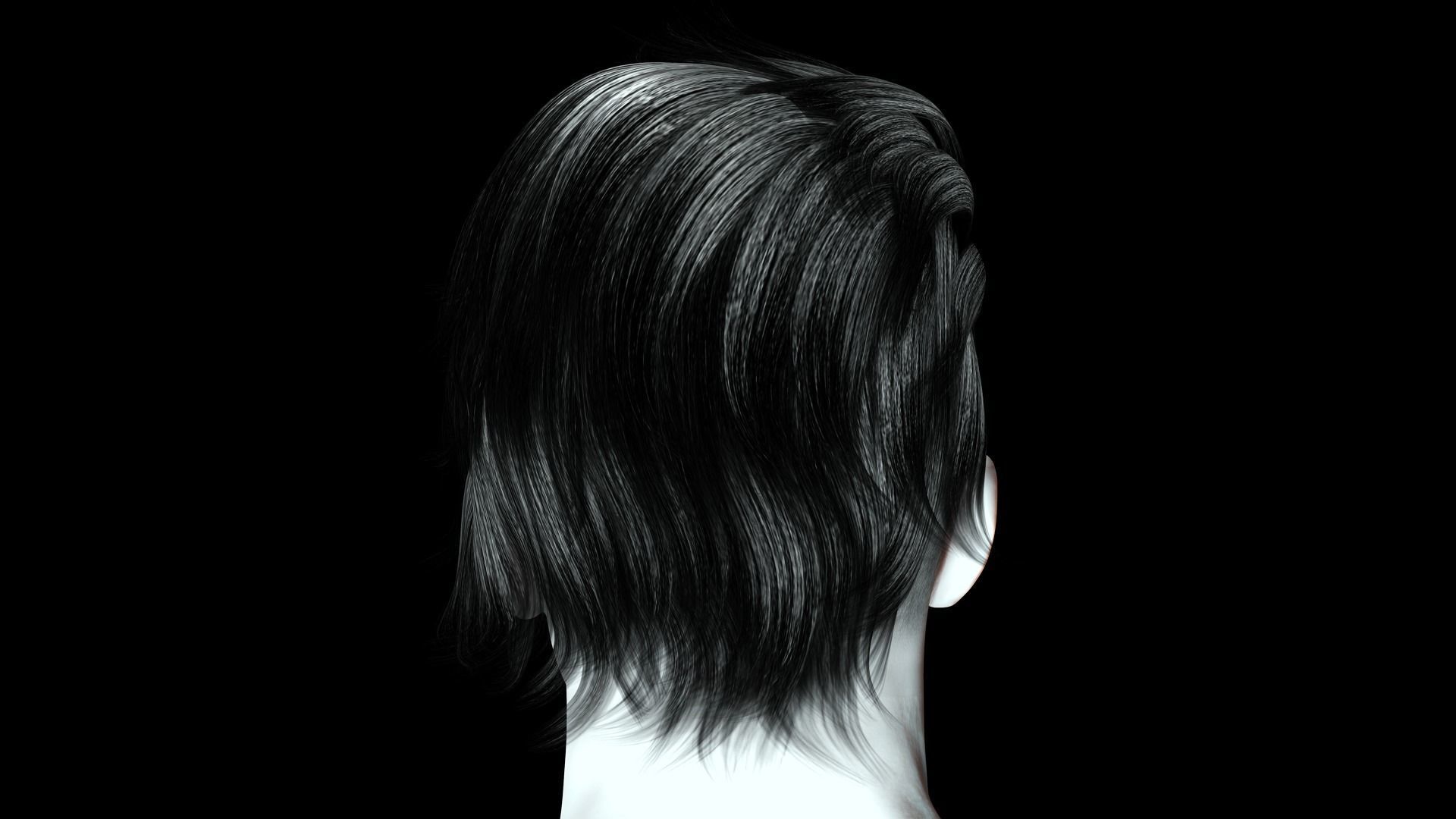 Realistic Hair cyberpunk  Low-poly 3D model_4
