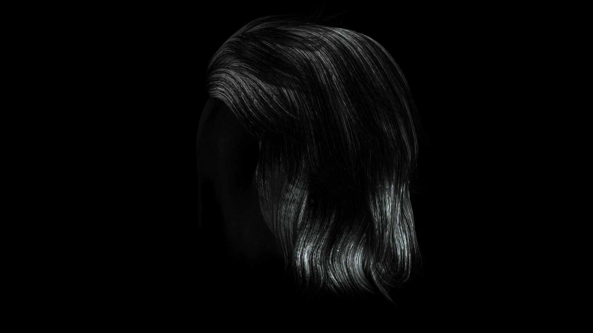 Realistic Hair cyberpunk  Low-poly 3D model_9