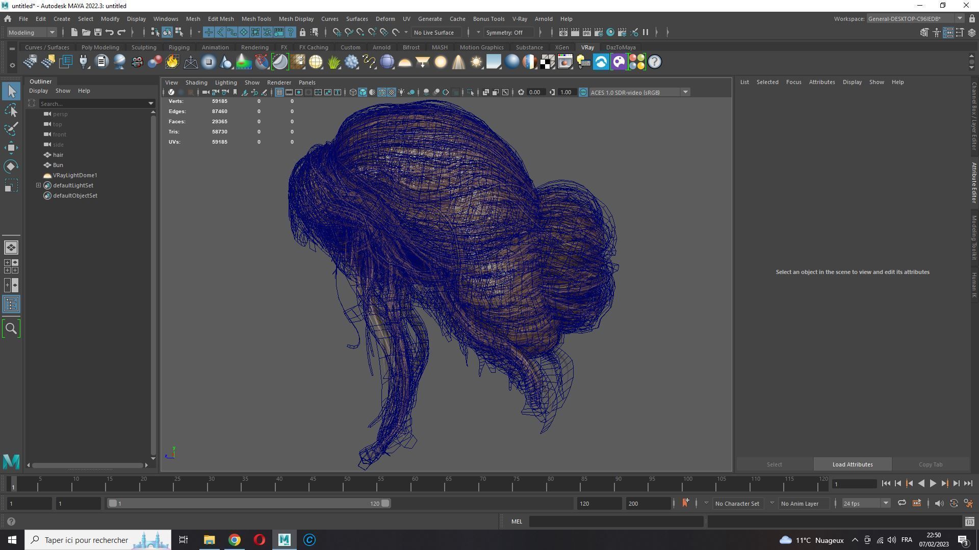 Female hair poly cards realistic Low-poly 3D model_17