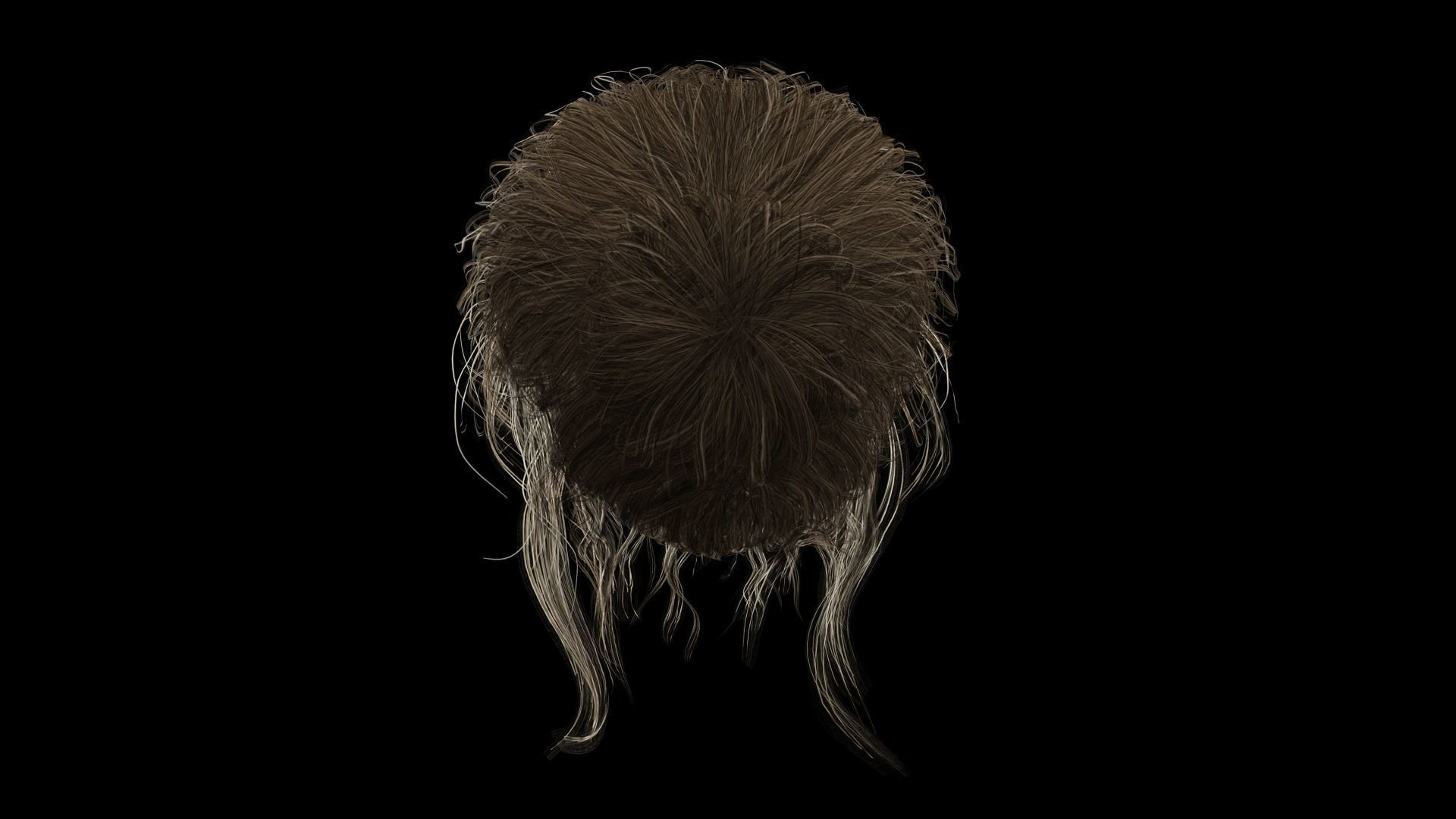 Female hair poly cards realistic Low-poly 3D model_8