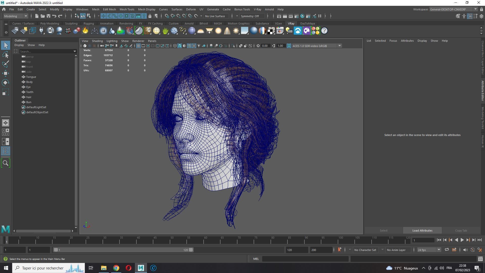 Female hair poly cards realistic Low-poly 3D model_14