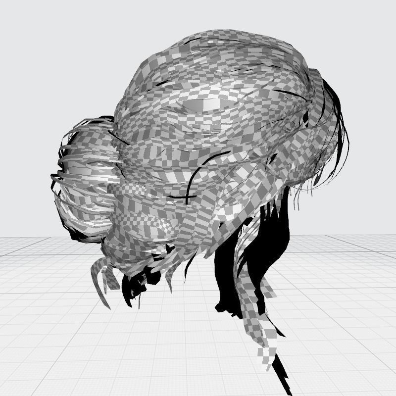 Female hair poly cards realistic Low-poly 3D model_24