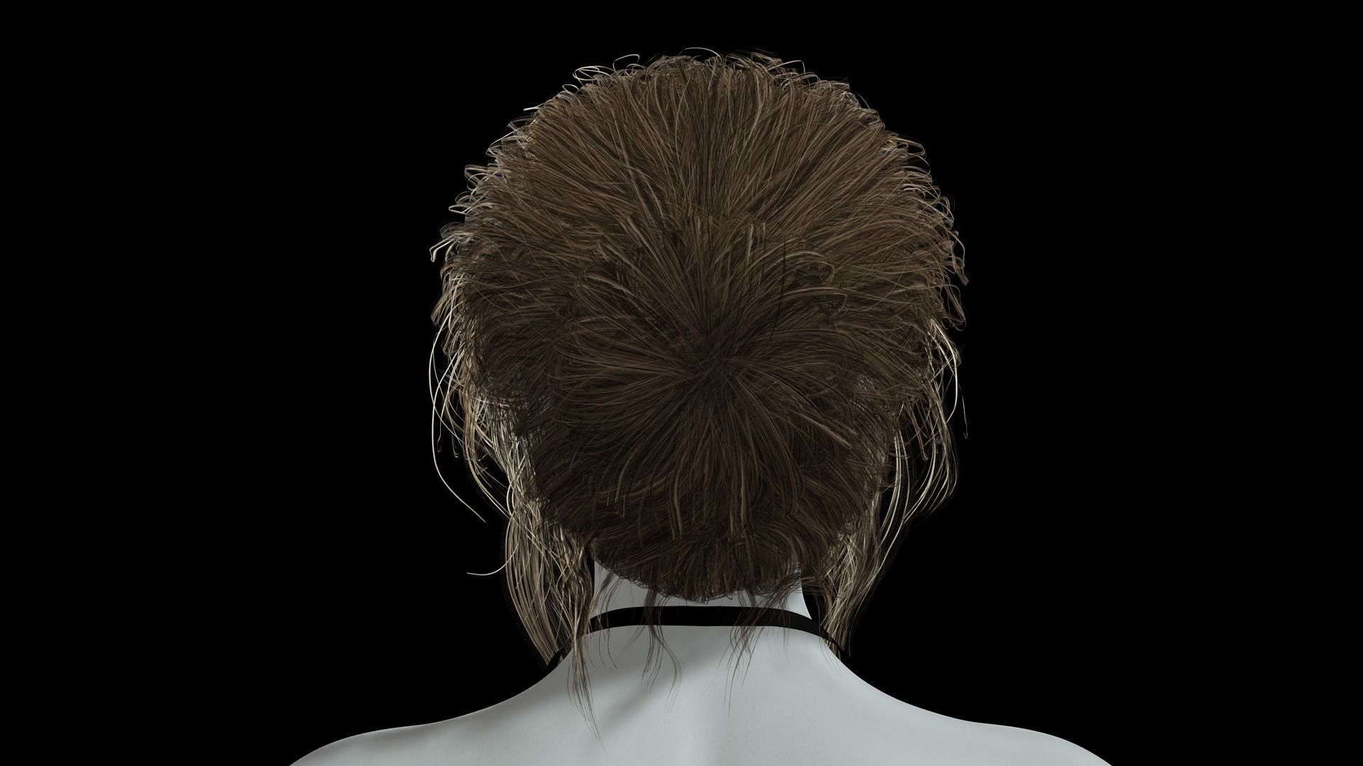 Female hair poly cards realistic Low-poly 3D model_6