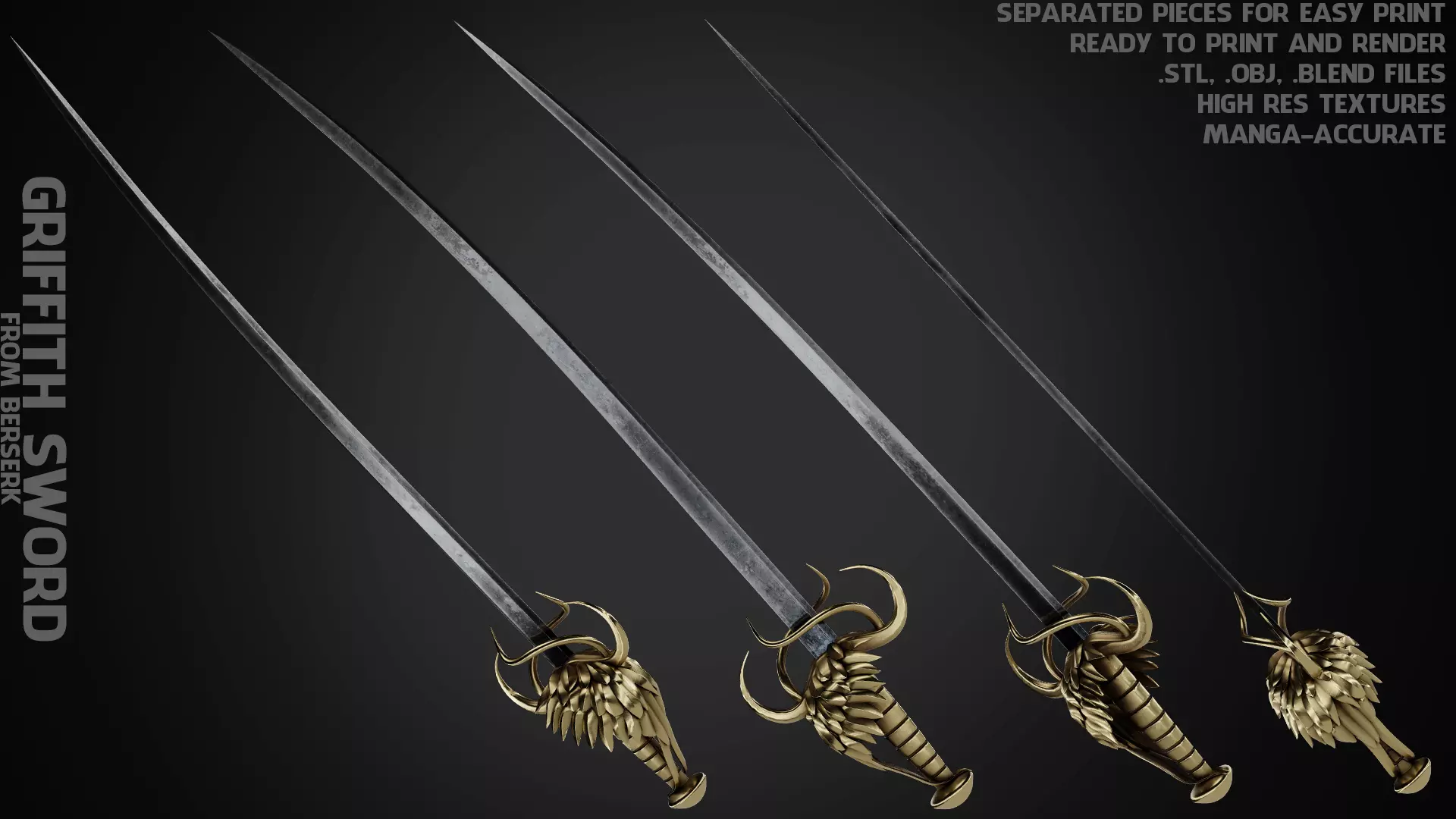 Berserk Griffith Sword for Cosplay 3D print model_0