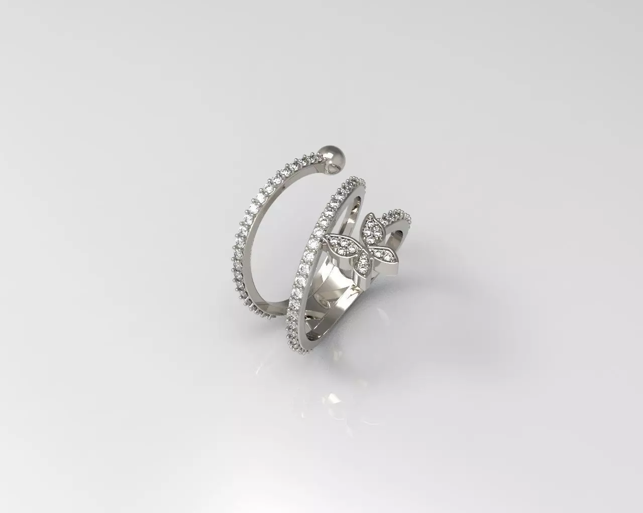 spiral butterfly ring in several sizes 3D print model