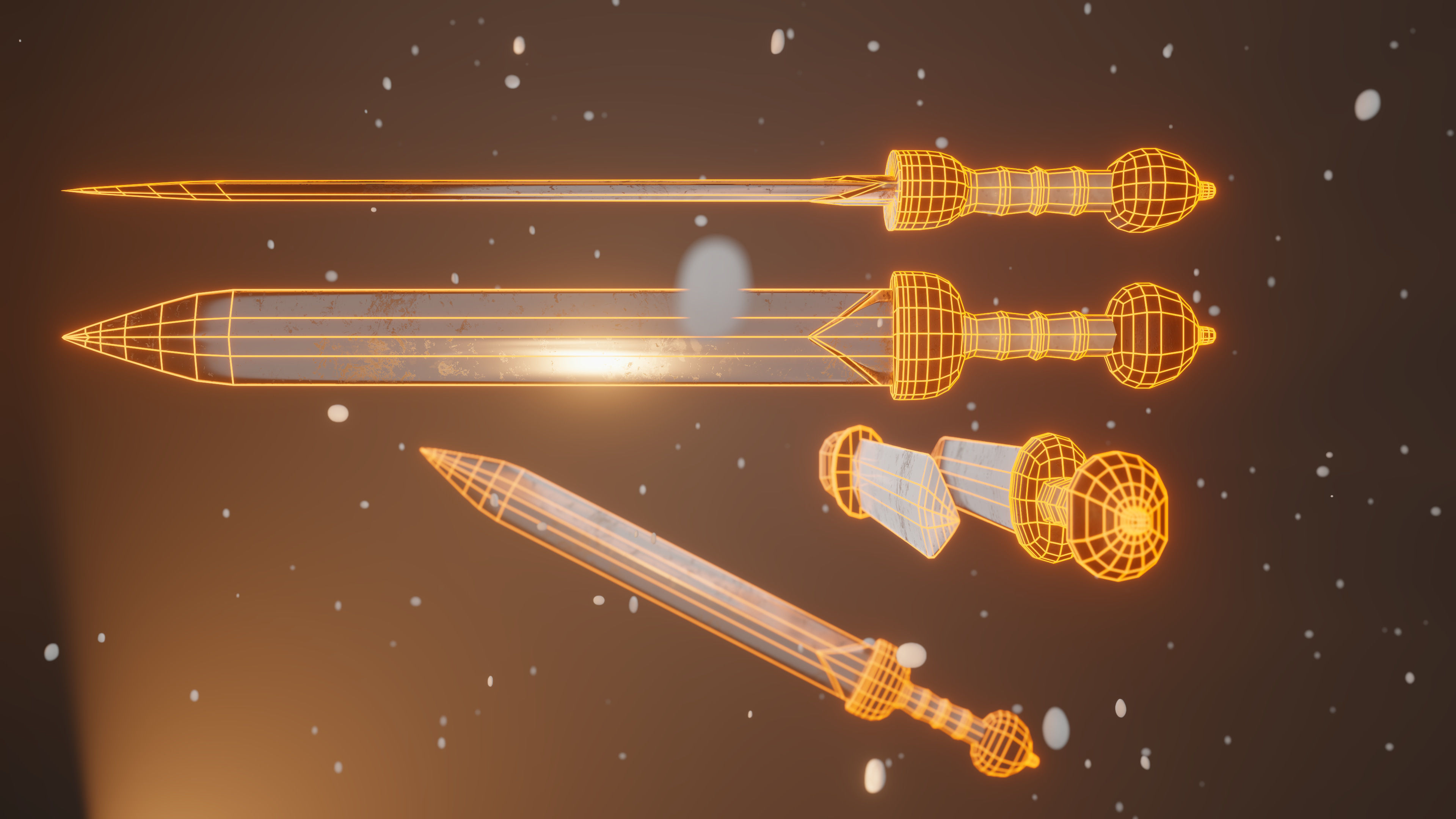 Medieval Roman gladius sword Low-poly 3D model_5