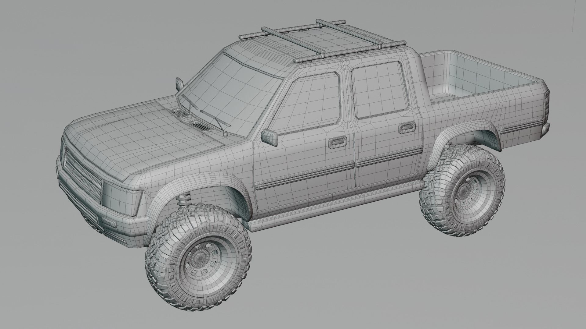 Totoya 4x4 Offroad Pick-up Car Vehicle Game Ready SUV Low Poly Free low-poly 3D model_9