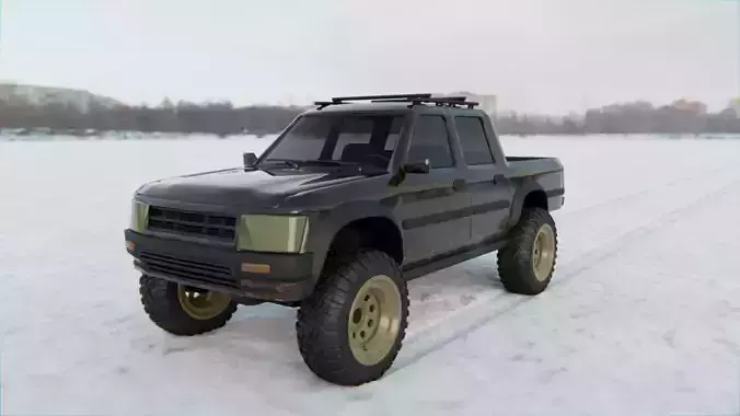 Totoya 4x4 Offroad Pick-up Car Vehicle Game Ready SUV Low Poly