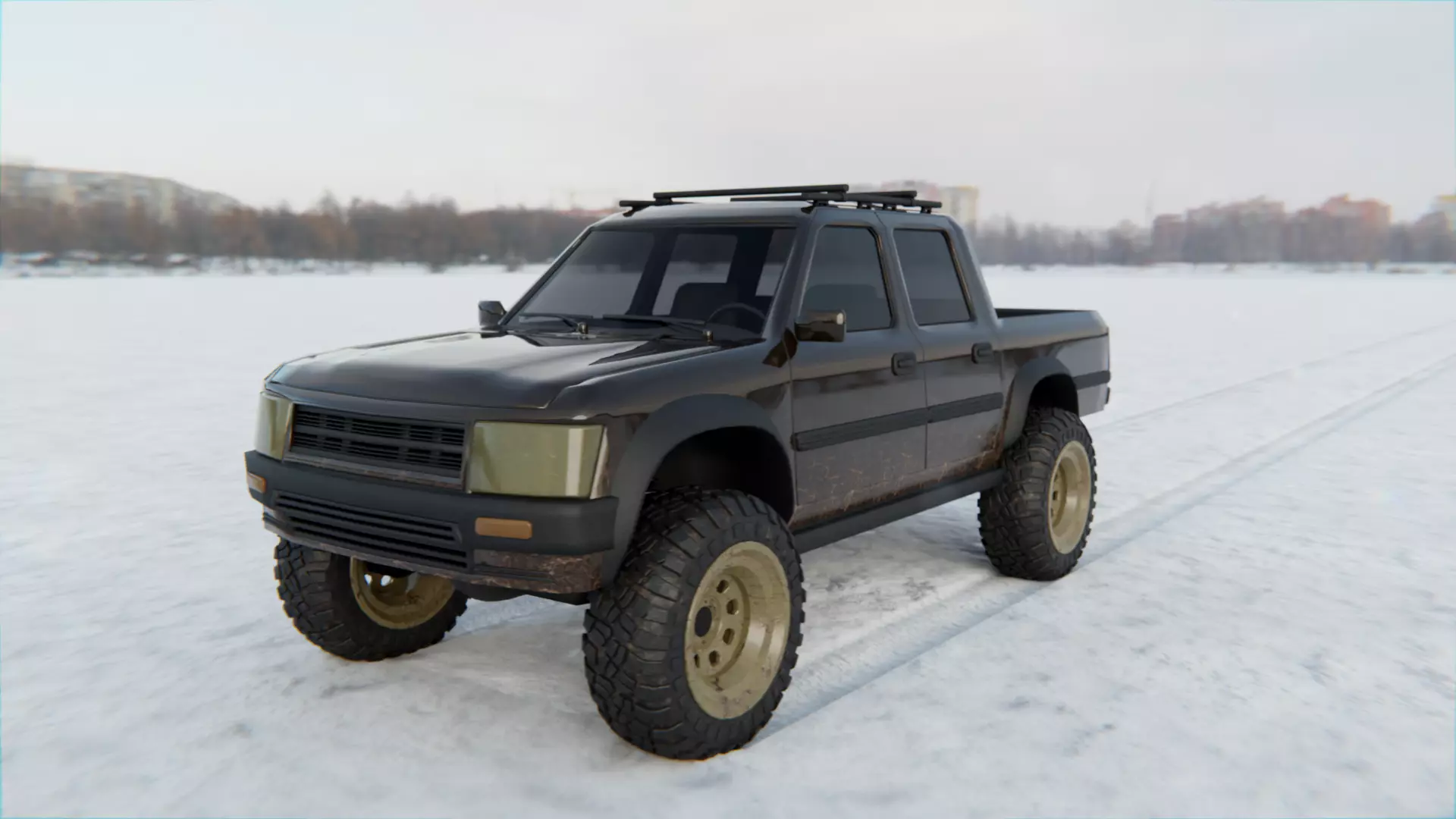 Totoya 4x4 Offroad Pick-up Car Vehicle Game Ready SUV Low Poly Free low-poly 3D model_0