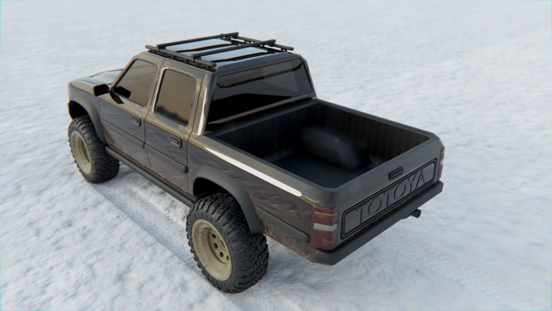 Totoya 4x4 Offroad Pick-up Car Vehicle Game Ready SUV Low Poly Free low-poly 3D model_7