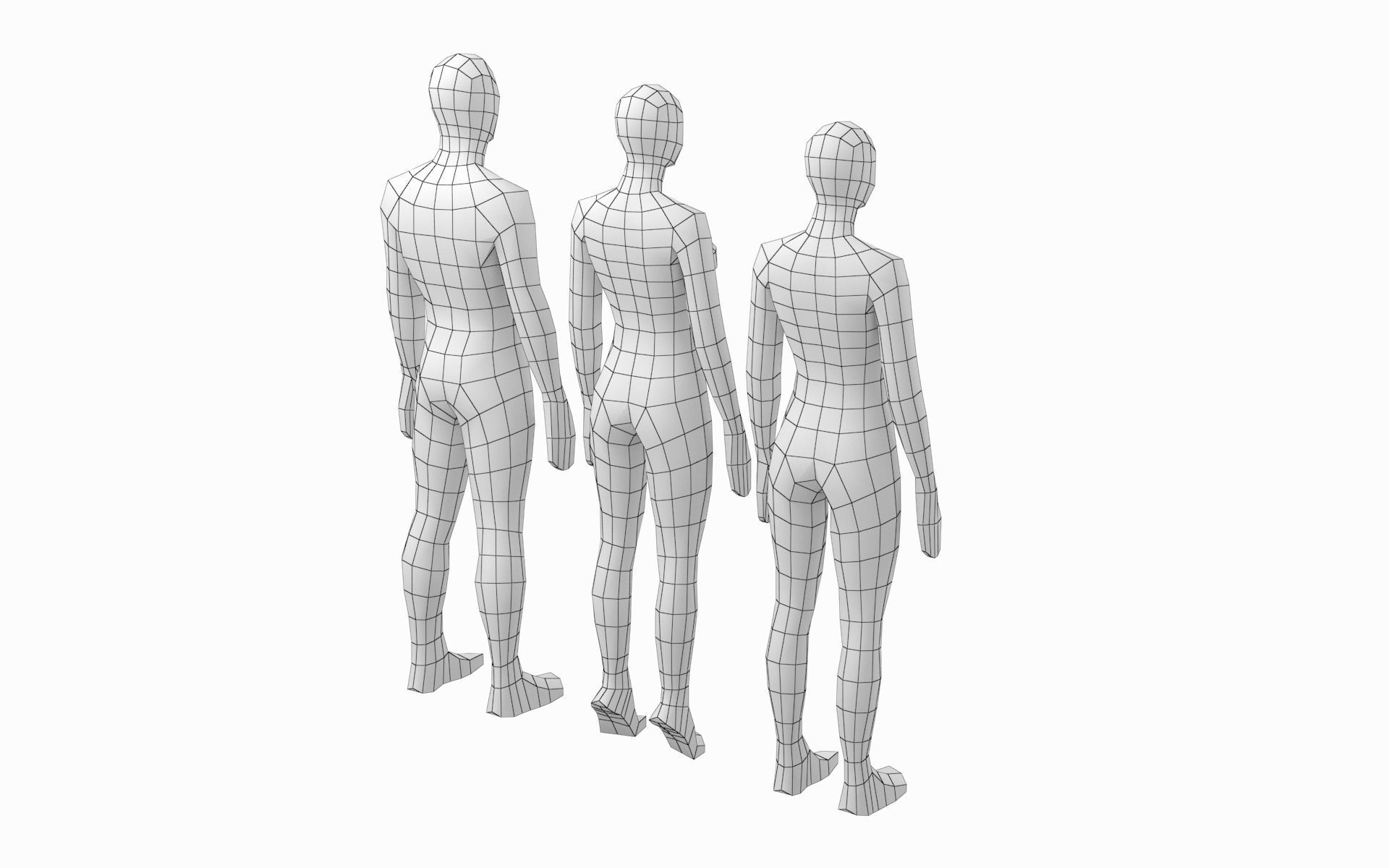 Natural  Female and Male Base Mesh in Rest Pose 3D model_5
