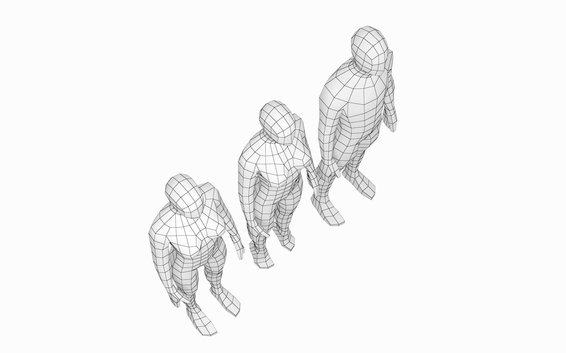 Natural  Female and Male Base Mesh in Rest Pose 3D model_6