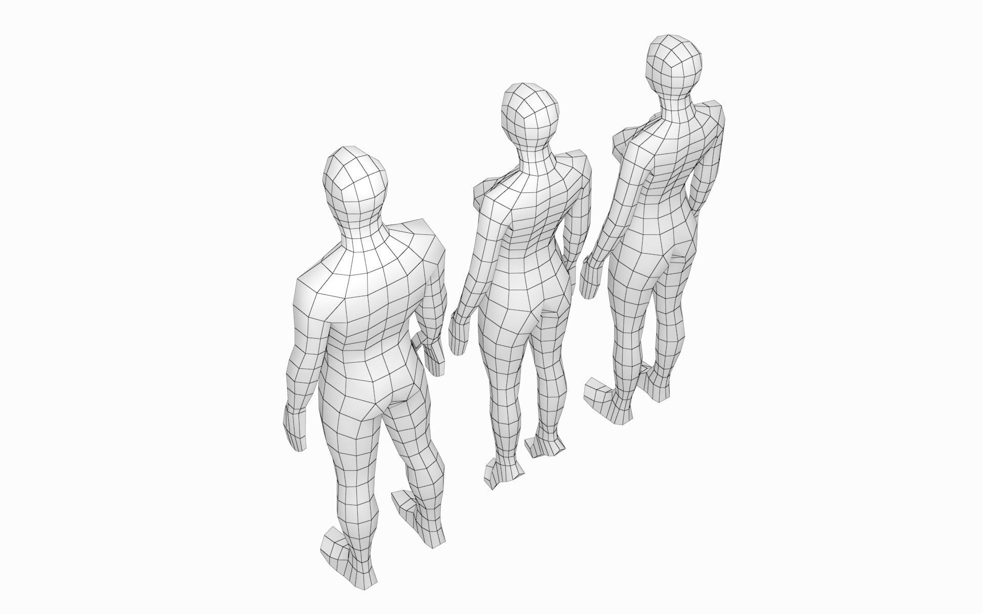 Natural  Female and Male Base Mesh in Rest Pose 3D model_8