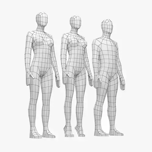 Natural  Female and Male Base Mesh in Rest Pose 3D model