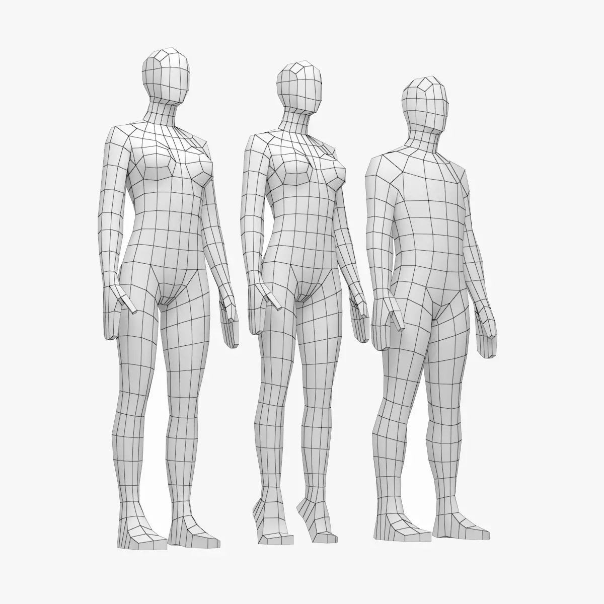 Natural  Female and Male Base Mesh in Rest Pose 3D model_0