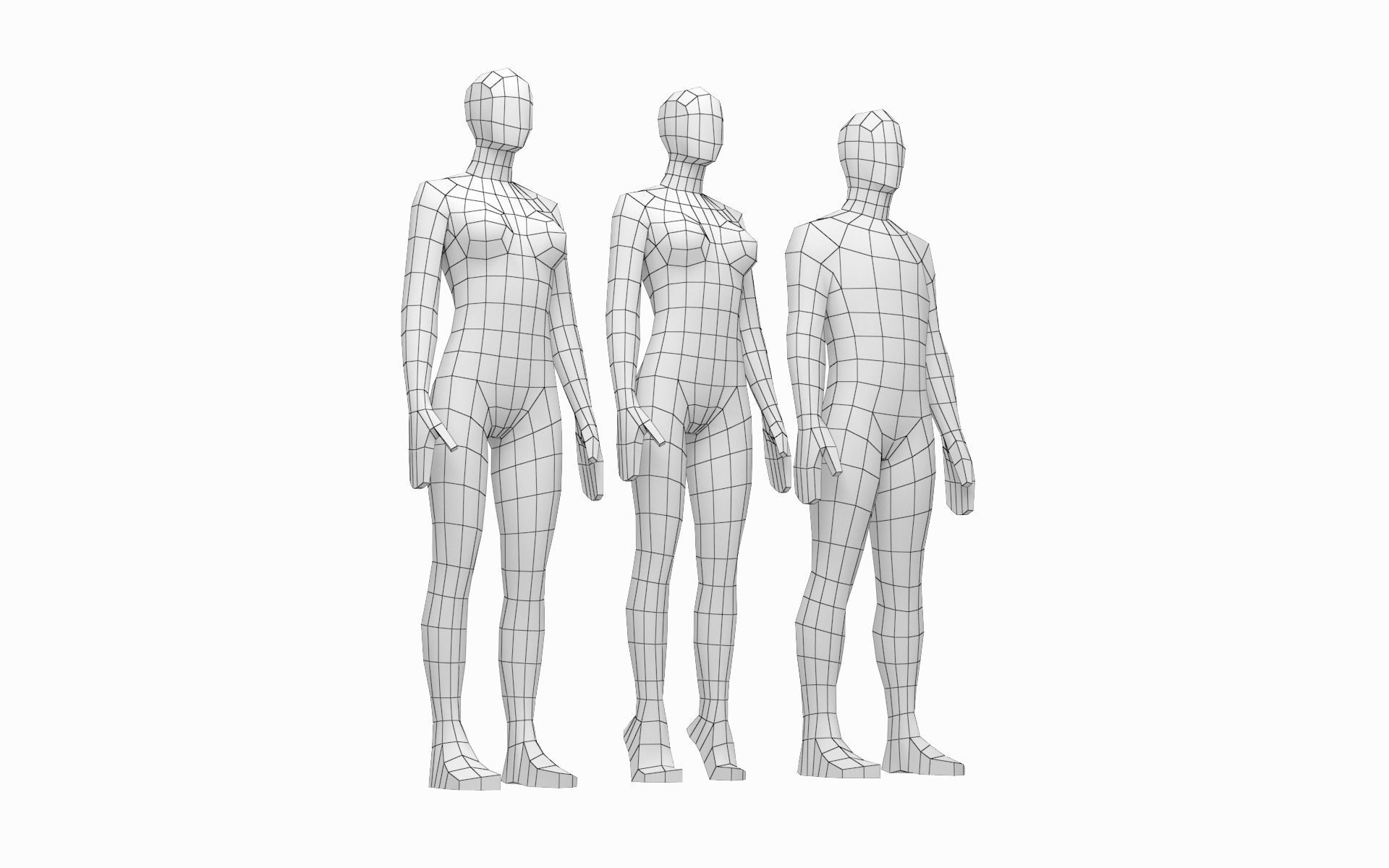 Natural  Female and Male Base Mesh in Rest Pose 3D model_2