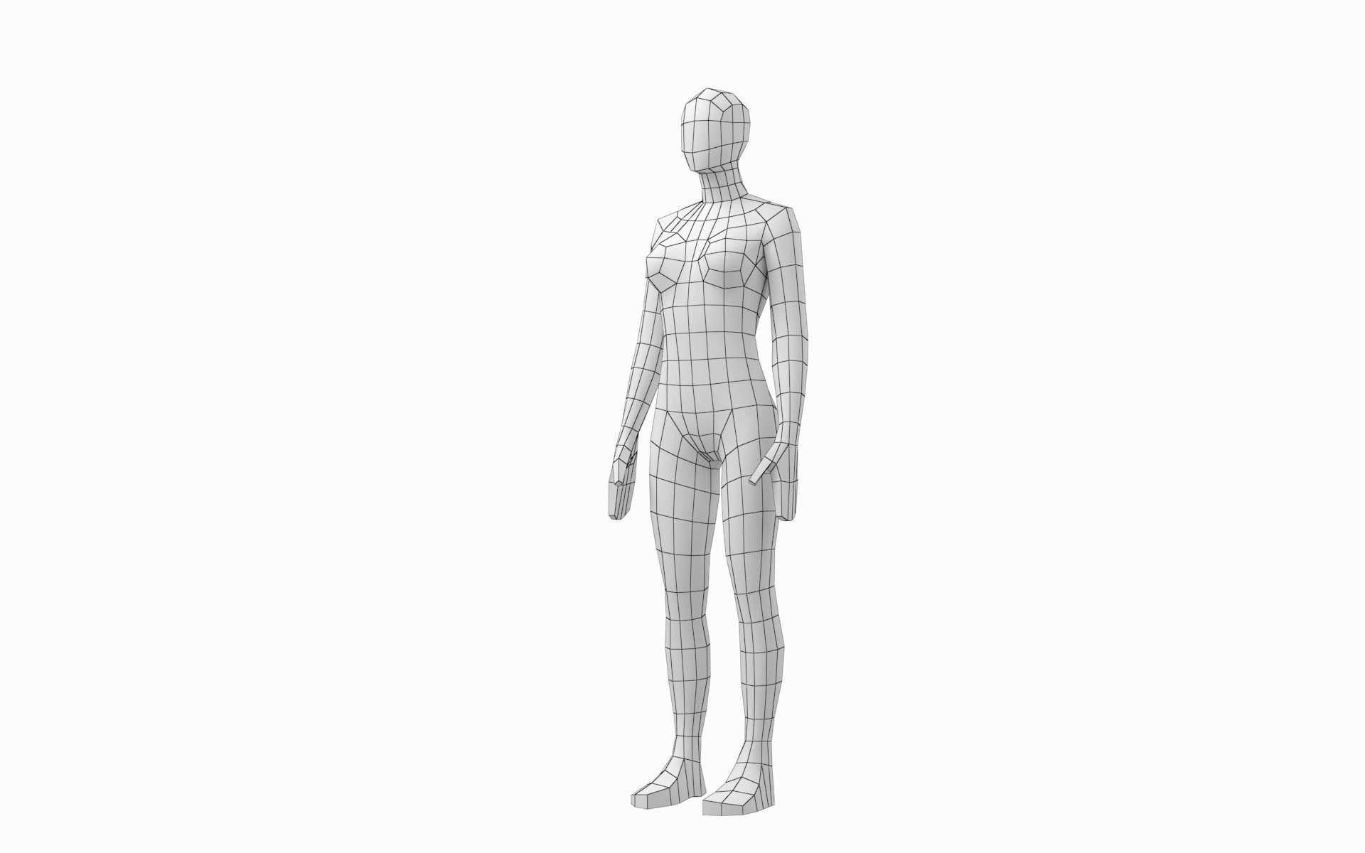 Natural  Female and Male Base Mesh in Rest Pose 3D model_10