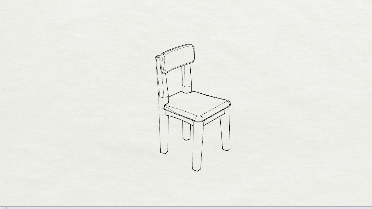 Dolls House Miniature Contemporary Dining Chair 12th Scale 3D print model_1