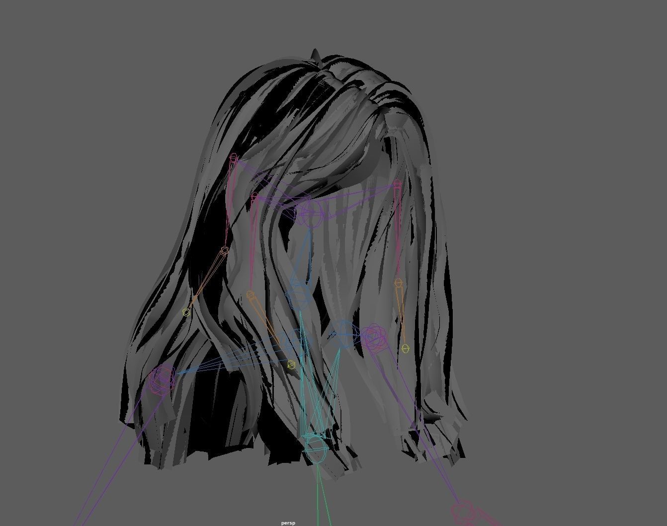 Low Poly Cards Game-ready Wavy Long Hairstyle Low-poly 3D model_8