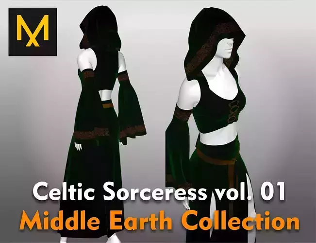 Celtic Sorceress Outfit vol 1 Middle Earth Collection 3D model