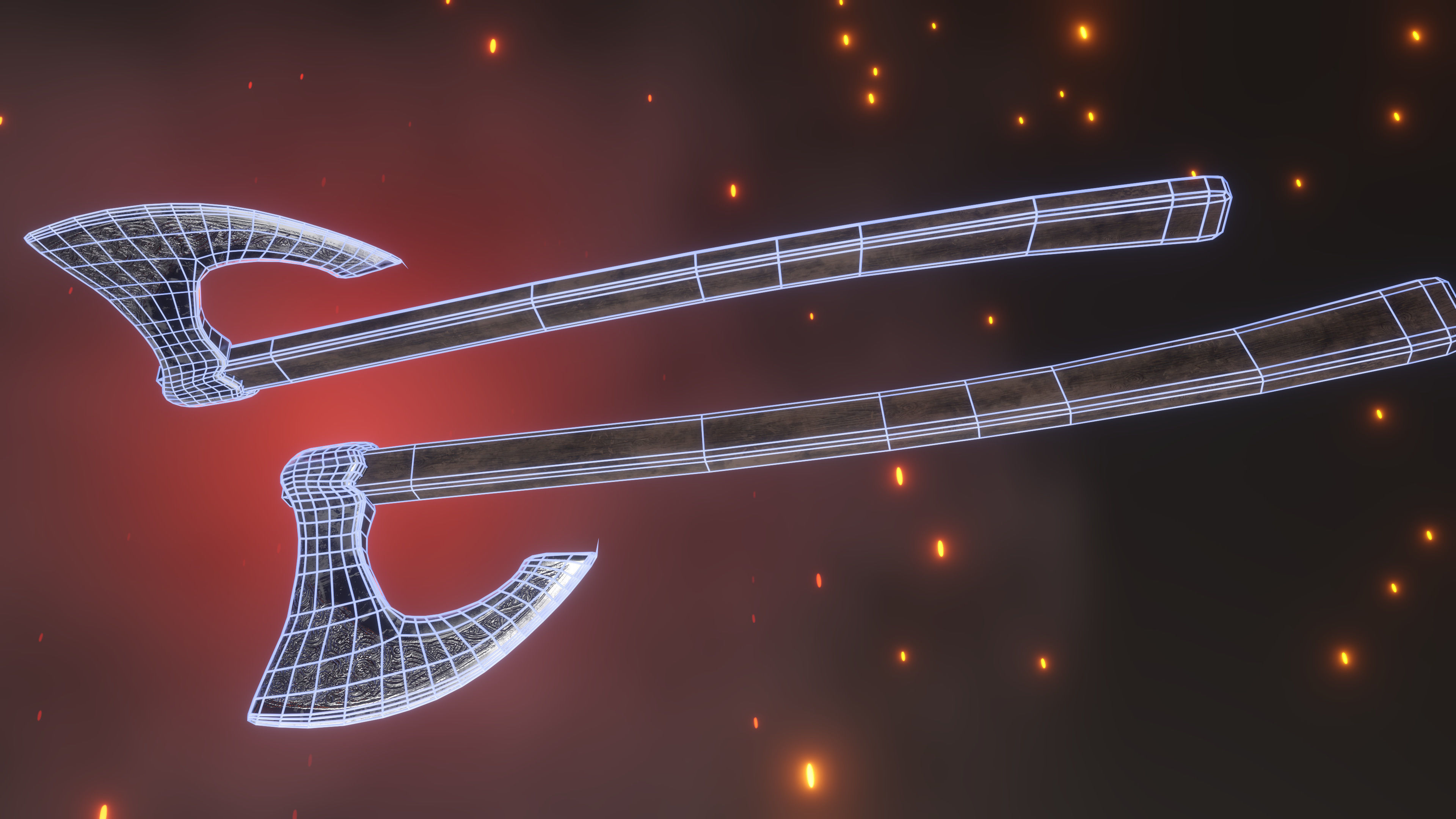 Medieval Viking battle axe Low-poly 3D model_5