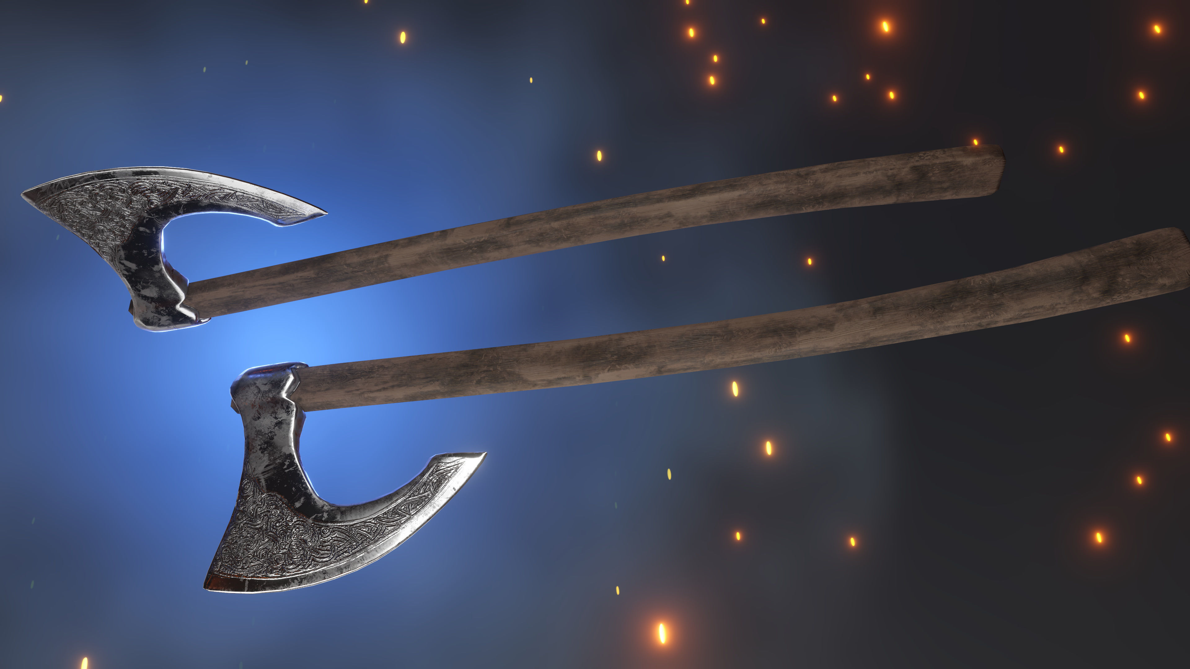 Medieval Viking battle axe Low-poly 3D model_3