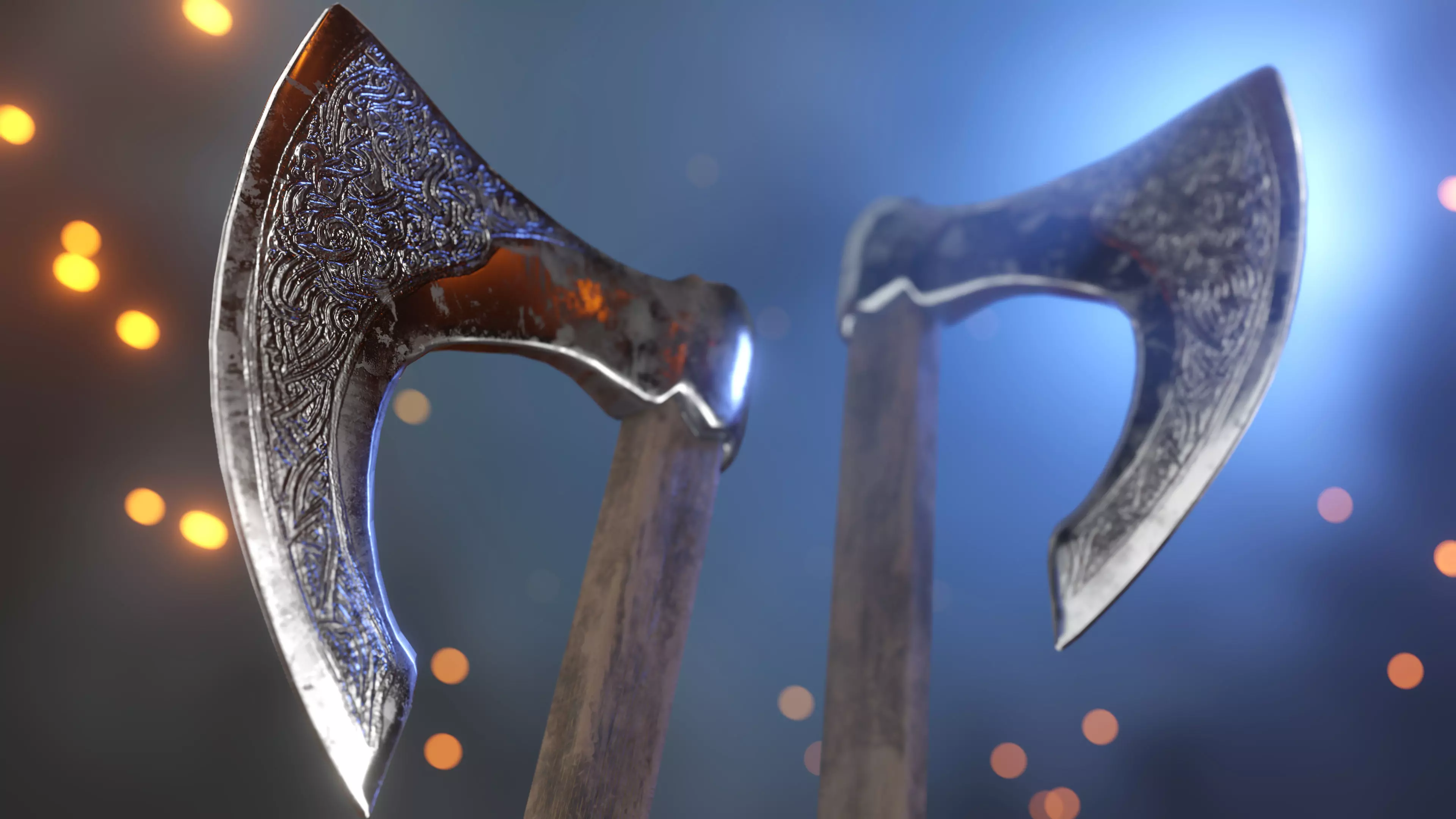 Medieval Viking battle axe Low-poly 3D model_0