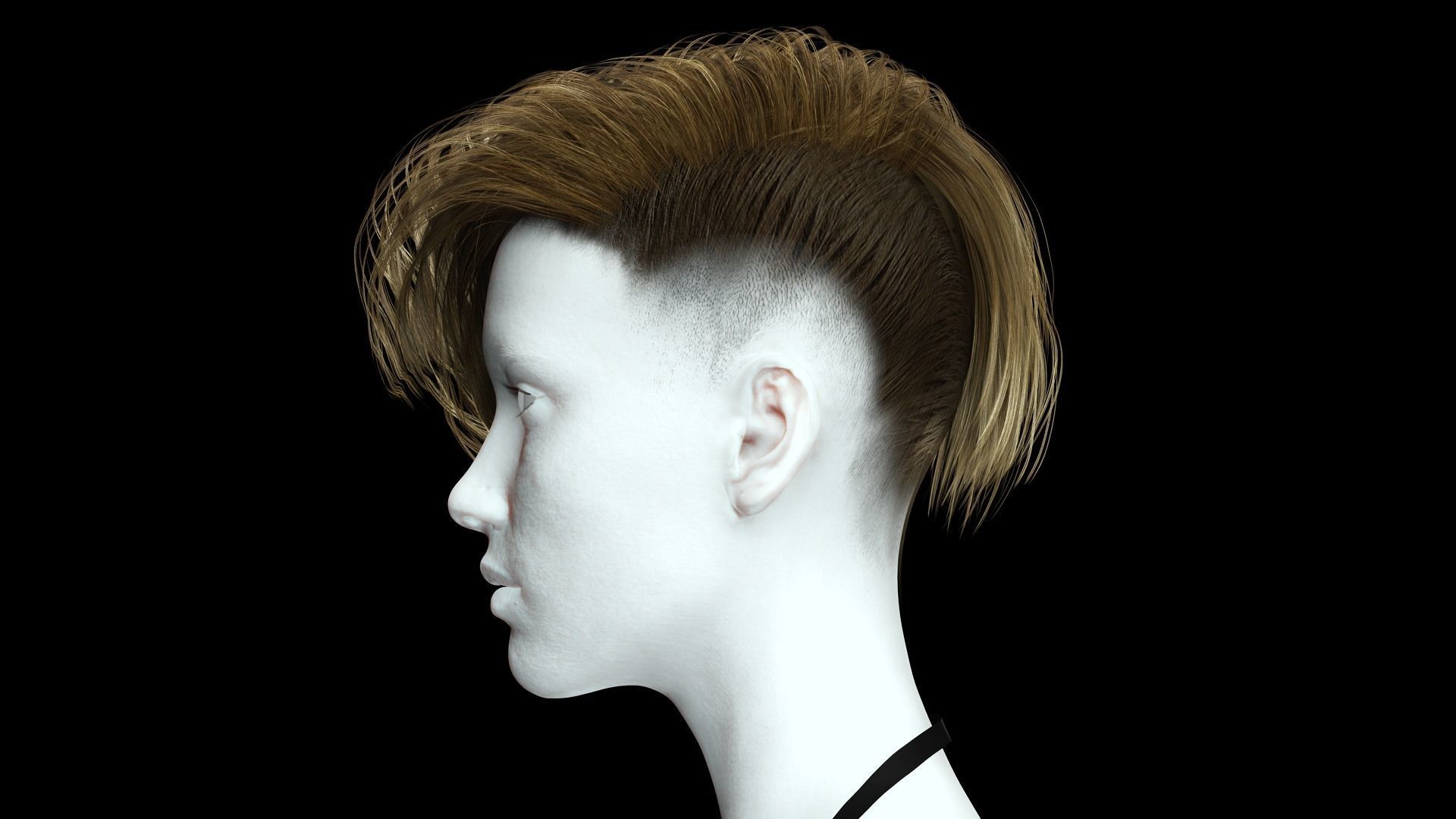Realistic Female hair short Low-poly 3D model_12