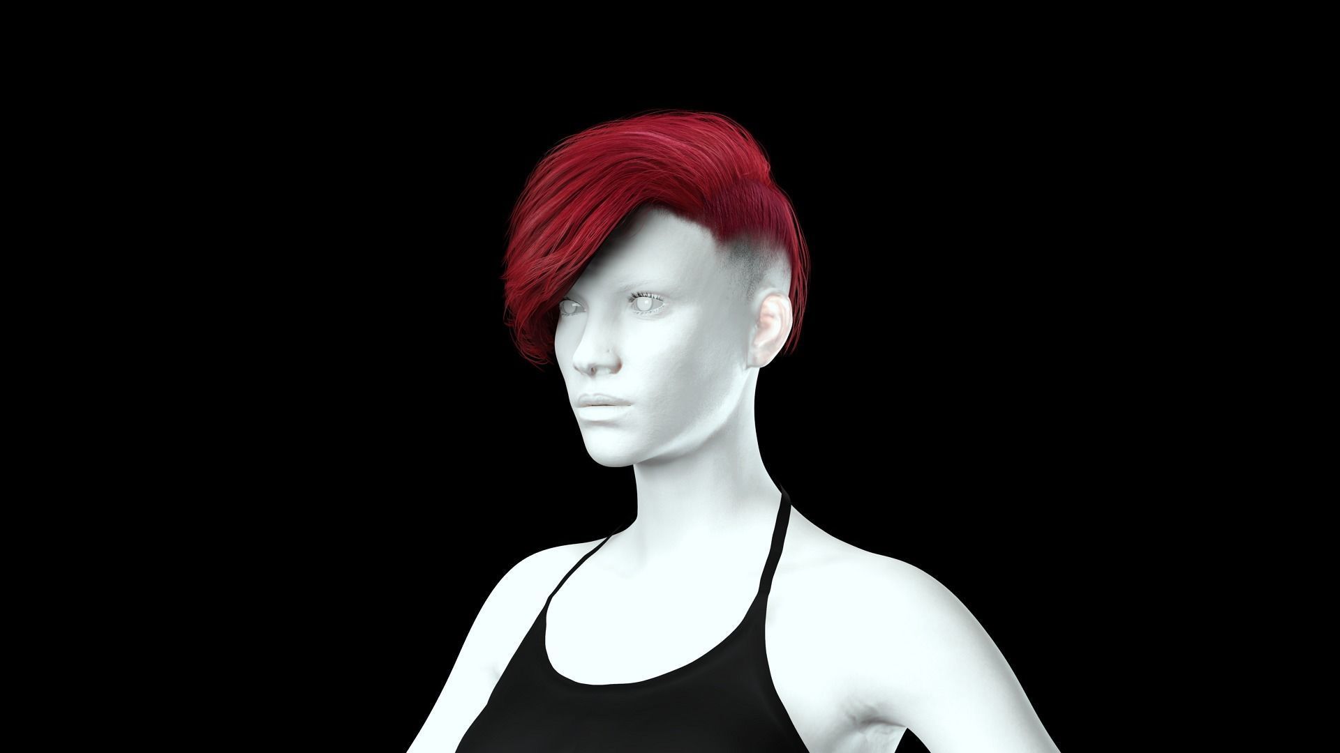 Realistic Female hair short Low-poly 3D model_6