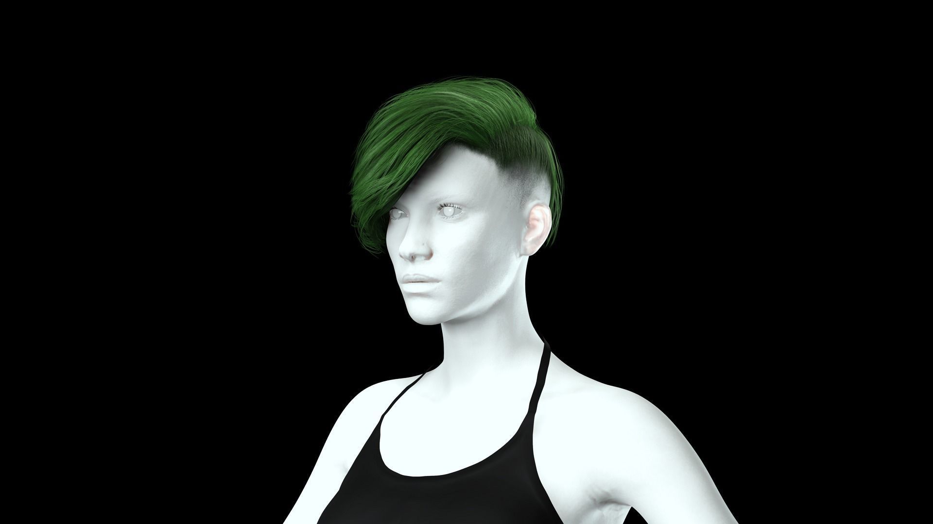 Realistic Female hair short Low-poly 3D model_3