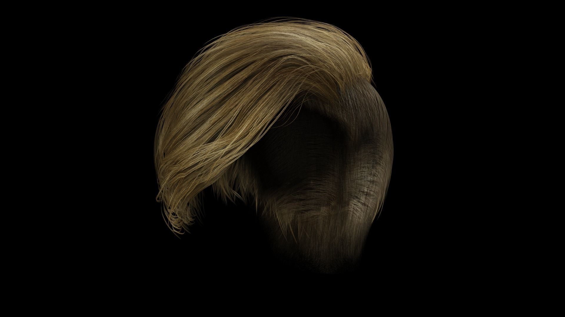 Realistic Female hair short Low-poly 3D model_13