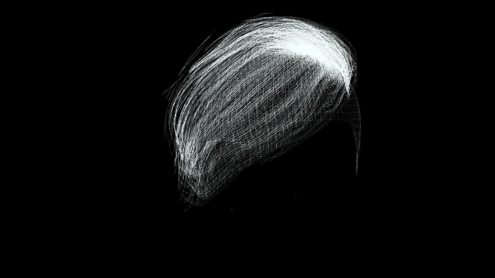 Realistic Female hair short Low-poly 3D model_18