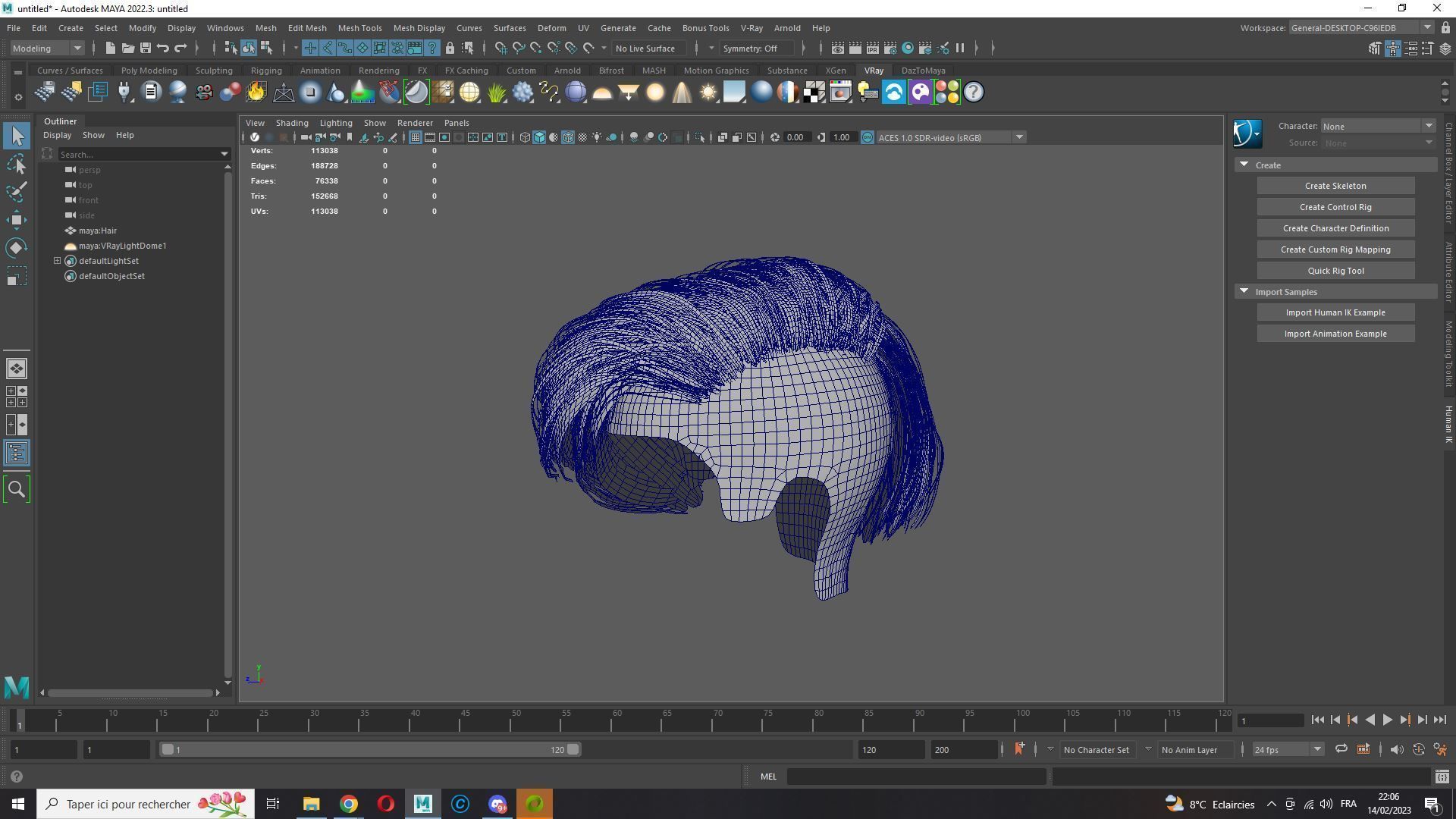 Realistic Female hair short Low-poly 3D model_25