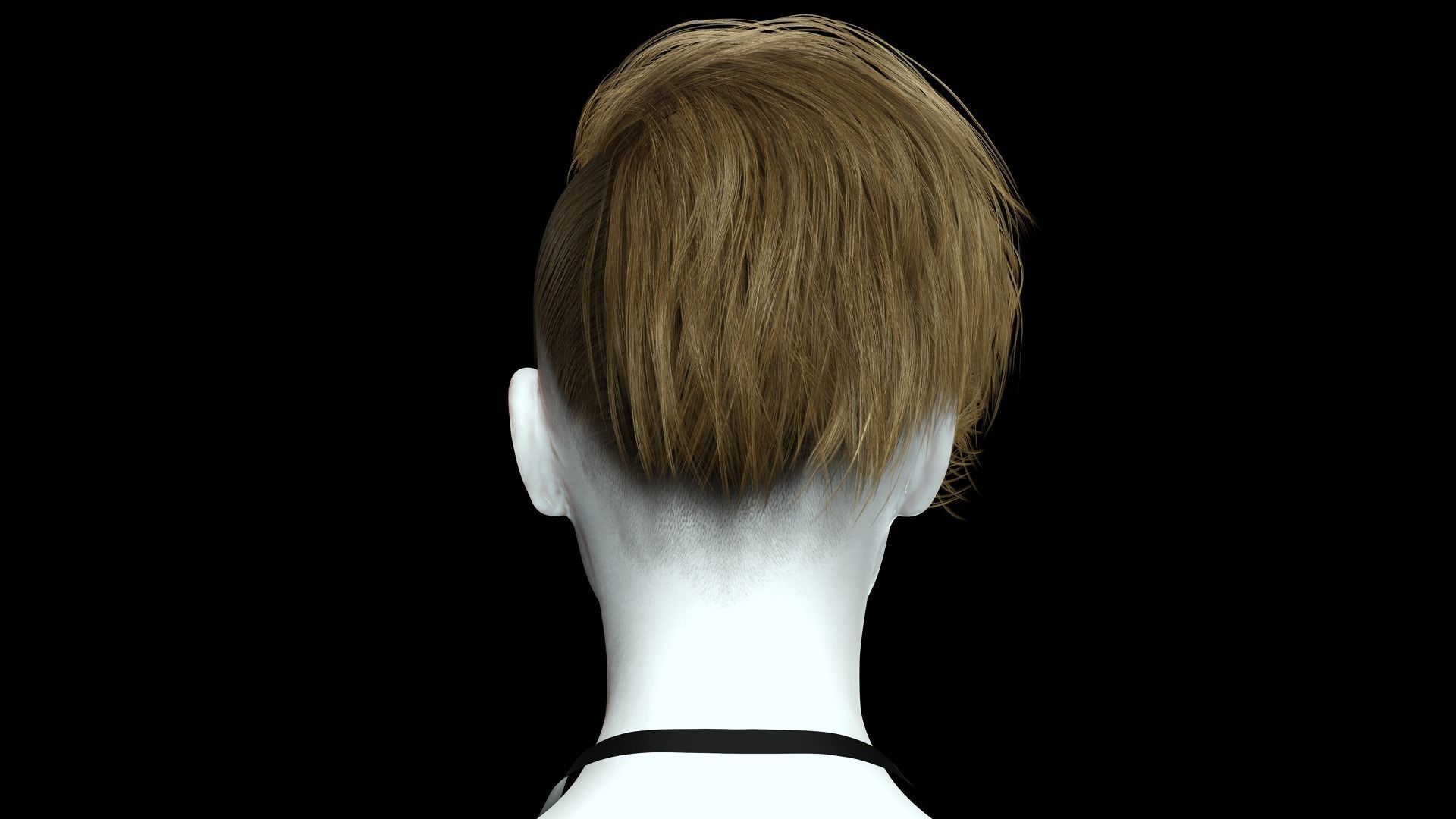 Realistic Female hair short Low-poly 3D model_11