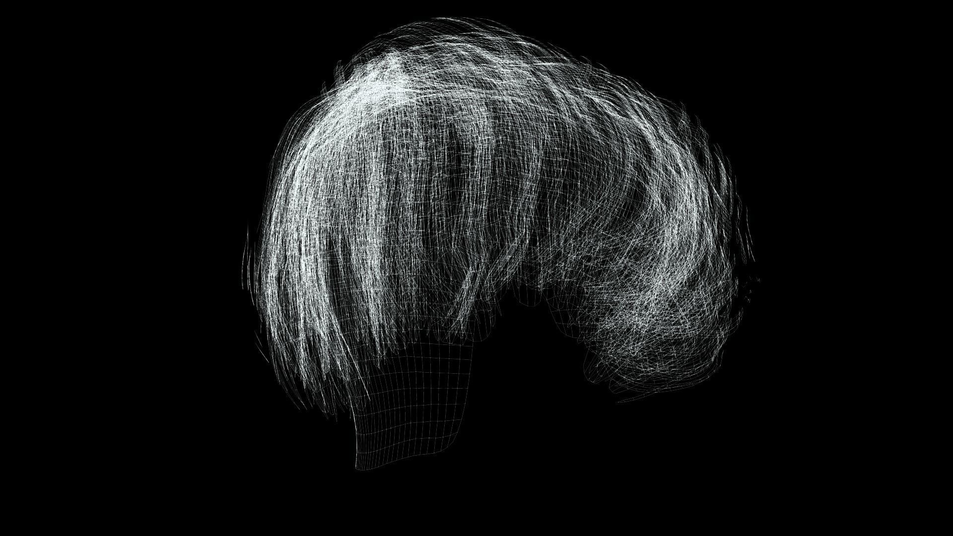 Realistic Female hair short Low-poly 3D model_16