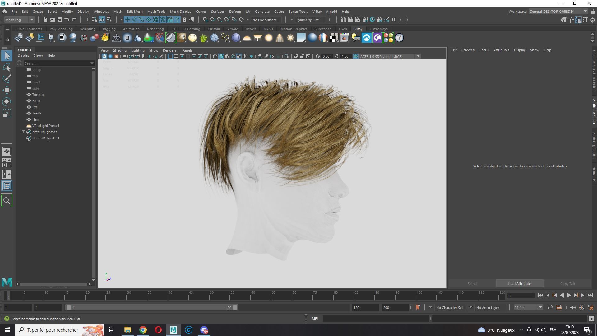 Realistic Female hair short Low-poly 3D model_24
